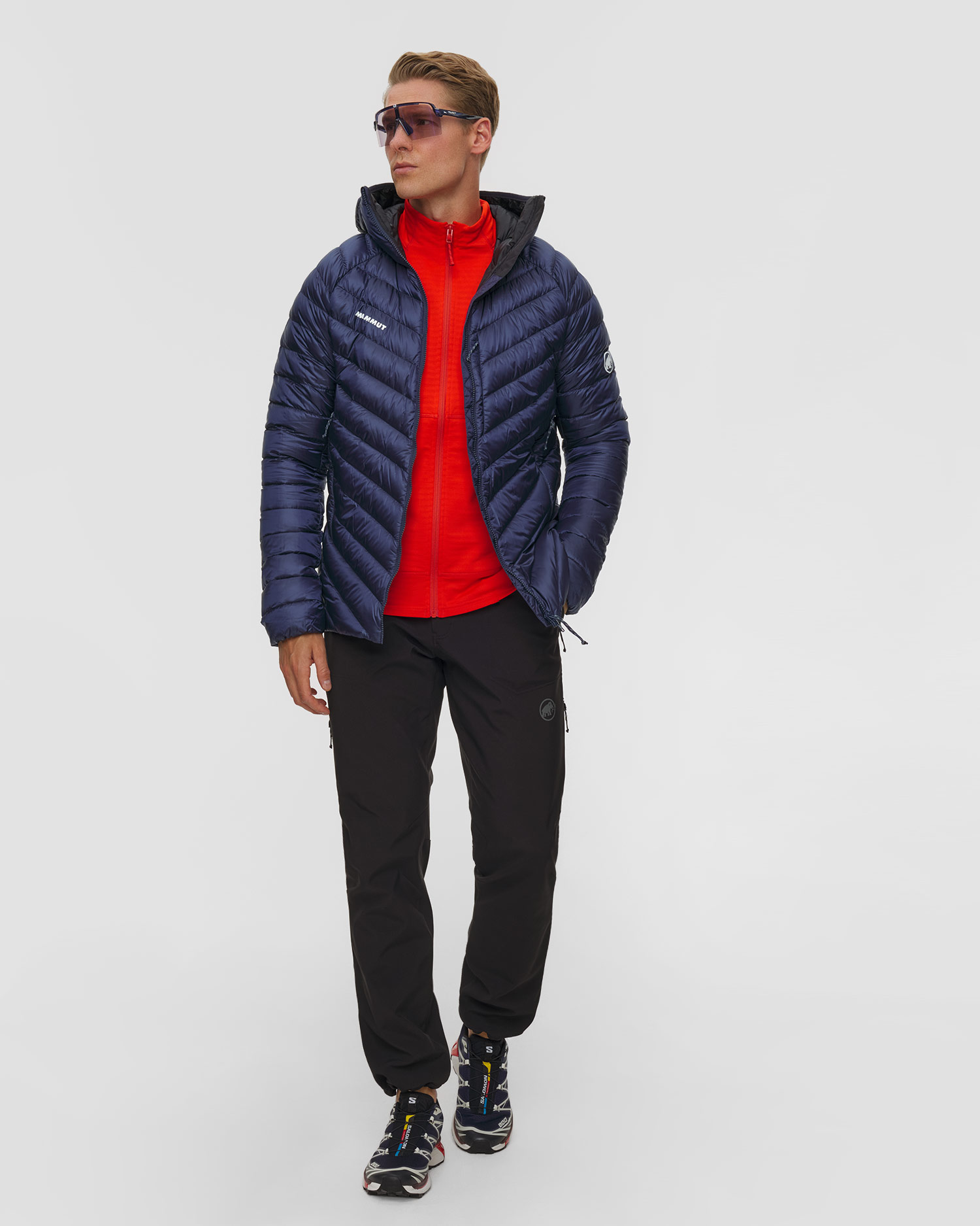 Pánska páperová bunda Mammut Broad Peak IN Hooded Jacket Men tmavomodrá