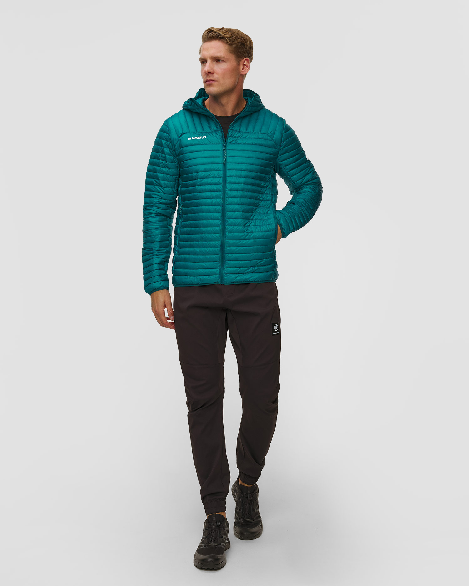 Doudoune bleue pour hommes Mammut Broad Peak Light IN Hooded Jacket Men