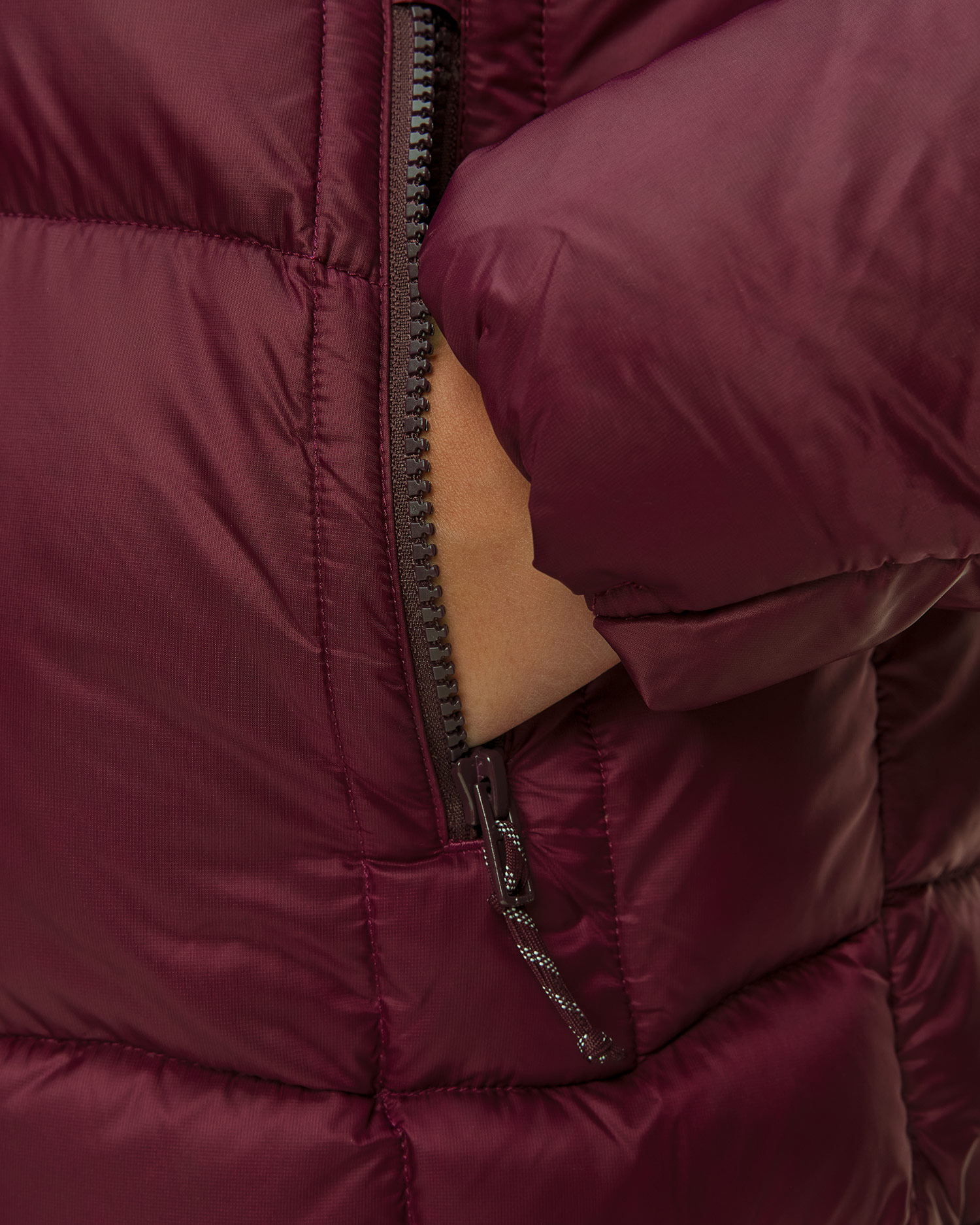 Dámská péřová bunda Mammut Glacier Glow IN Hooded Jacket Women v bordó barevném odstínu