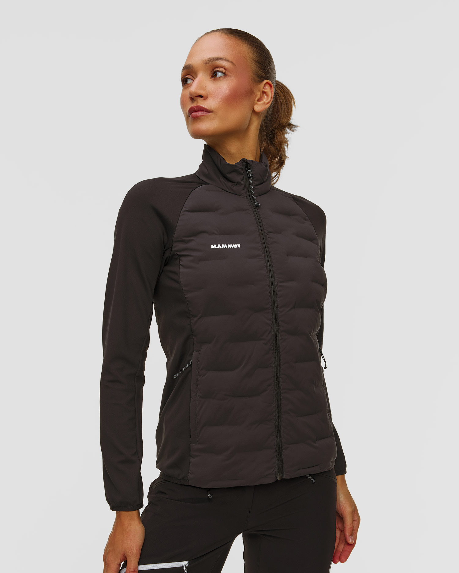 Veste hybride noire pour femmes Mammut Sender In Hybrid Jacket Women