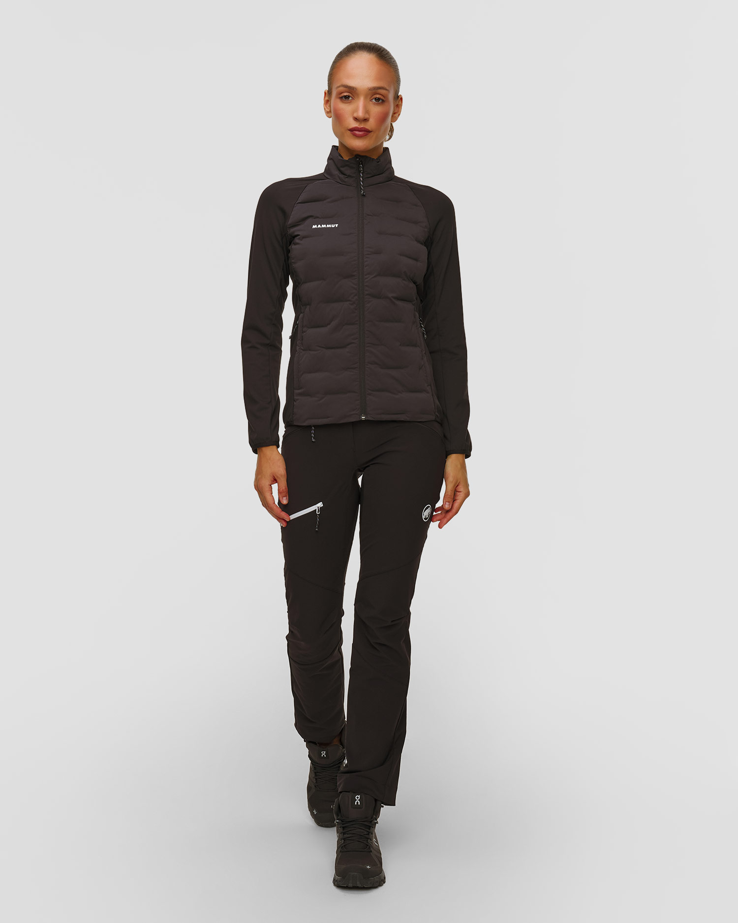 Veste hybride noire pour femmes Mammut Sender In Hybrid Jacket Women