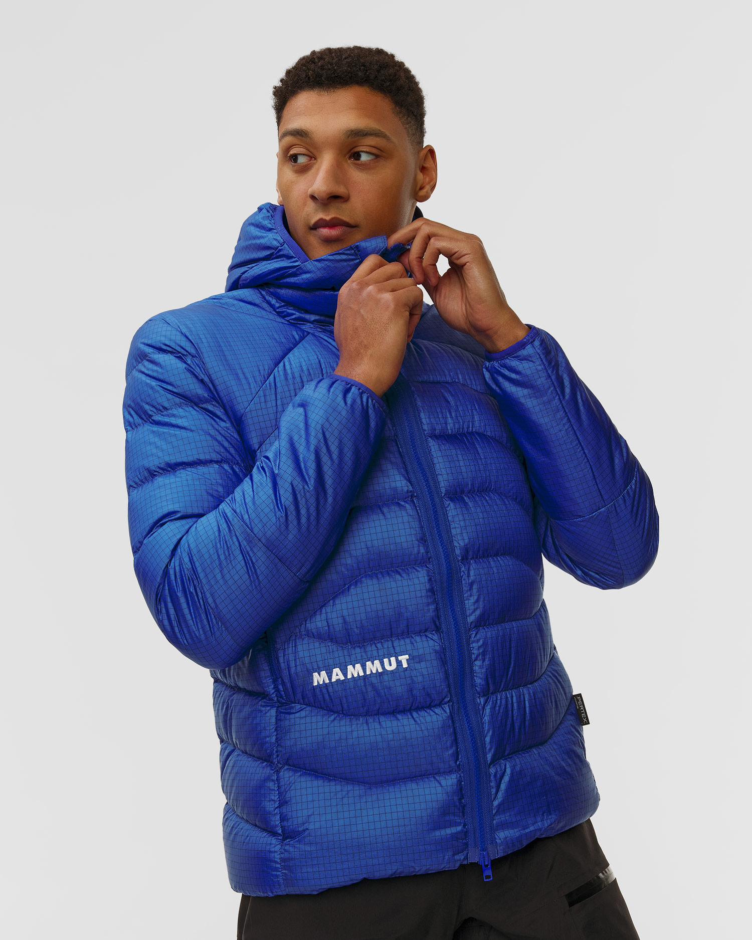 Doudoune bleue pour hommes Mammut Eiger Nordwand Light Nordwand Down IN Hooded Jacket Men