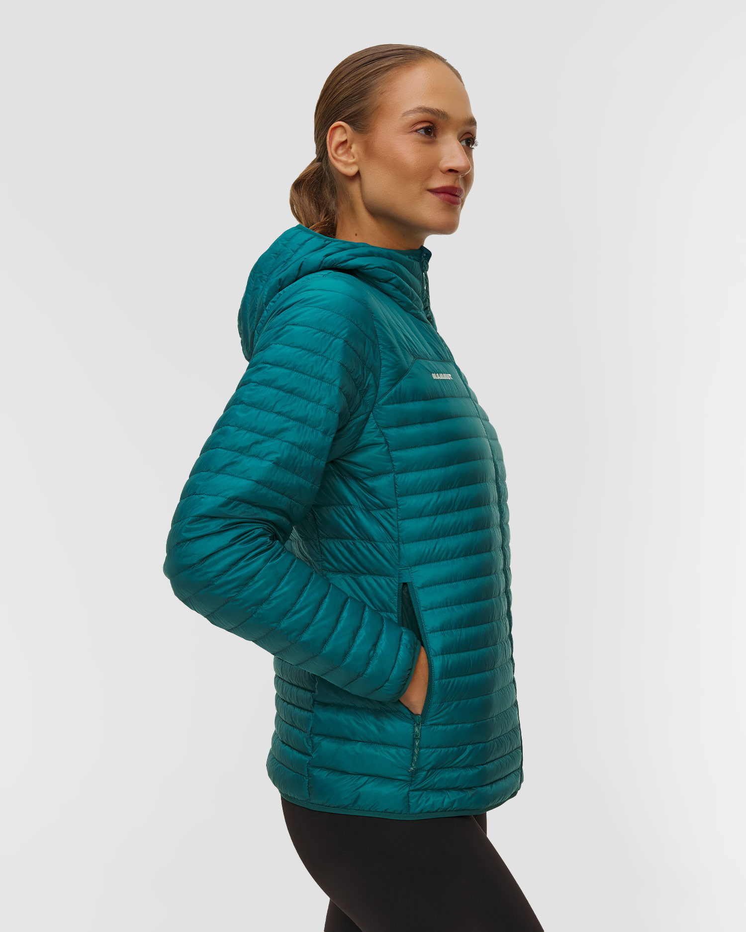 Dámská péřová bunda Mammut Broad Peak Light IN Hooded Jacket Women v tyrkysovém barevném odstínu