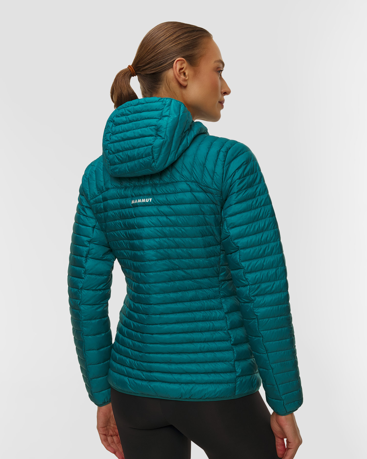 Dámská péřová bunda Mammut Broad Peak Light IN Hooded Jacket Women v tyrkysovém barevném odstínu