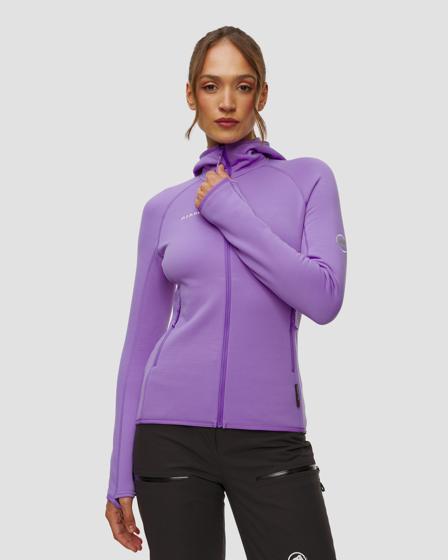 Sweat-shirt en polaire violet pour femmes Mammut Aconcagua ML Hooded Jacket Women