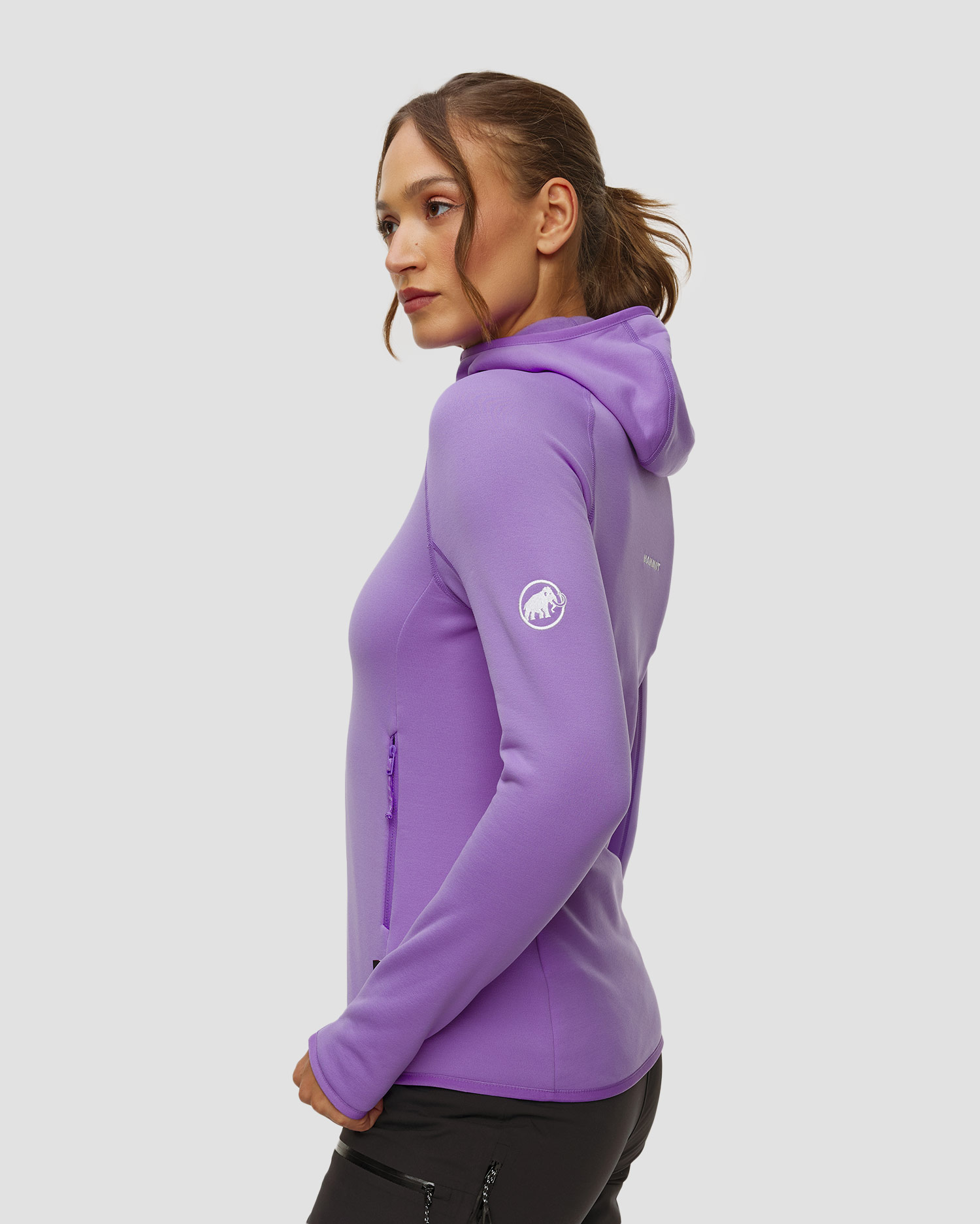 Sweat-shirt en polaire violet pour femmes Mammut Aconcagua ML Hooded Jacket Women