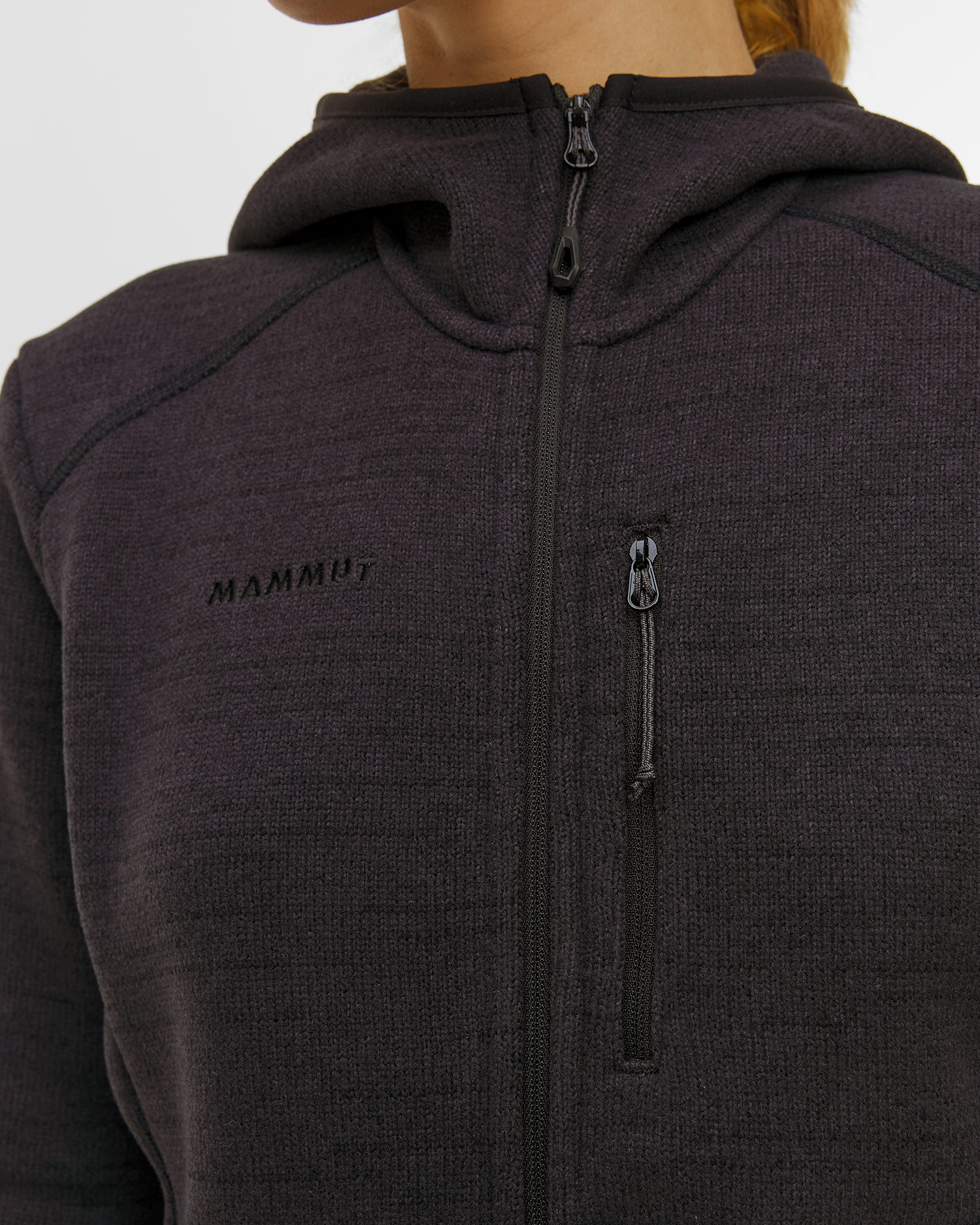 Sweat-shirt en polaire noir pour femmes Mammut Arctic IV ML Hooded Jacket Women 