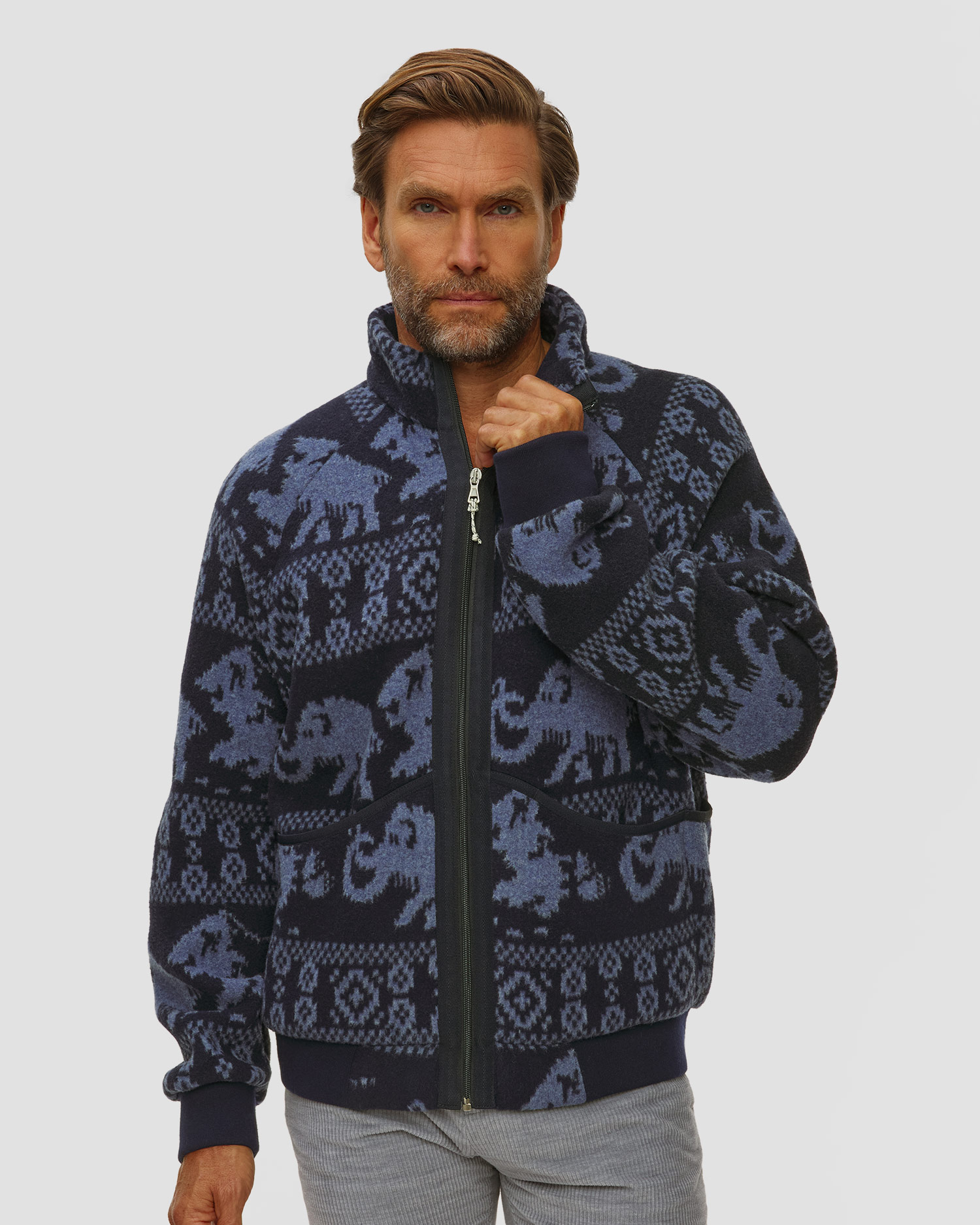 Kurtka wełniana męska Mammut x Cabourn Direttissima Wool ML Jacket granatowa