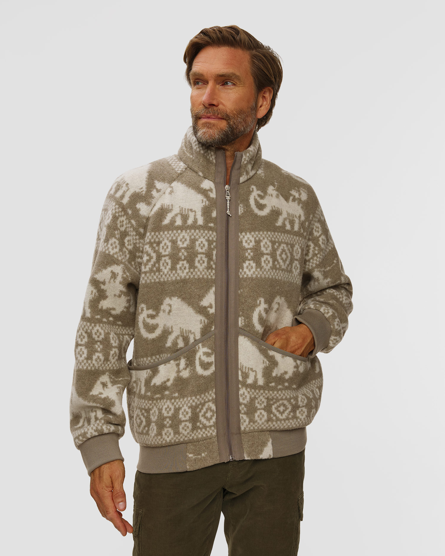 Bluză din lână pentru bărbați Mammut x Cabourn Direttissima Wool ML Jacket bej, Culoare/Model: Beżowy
