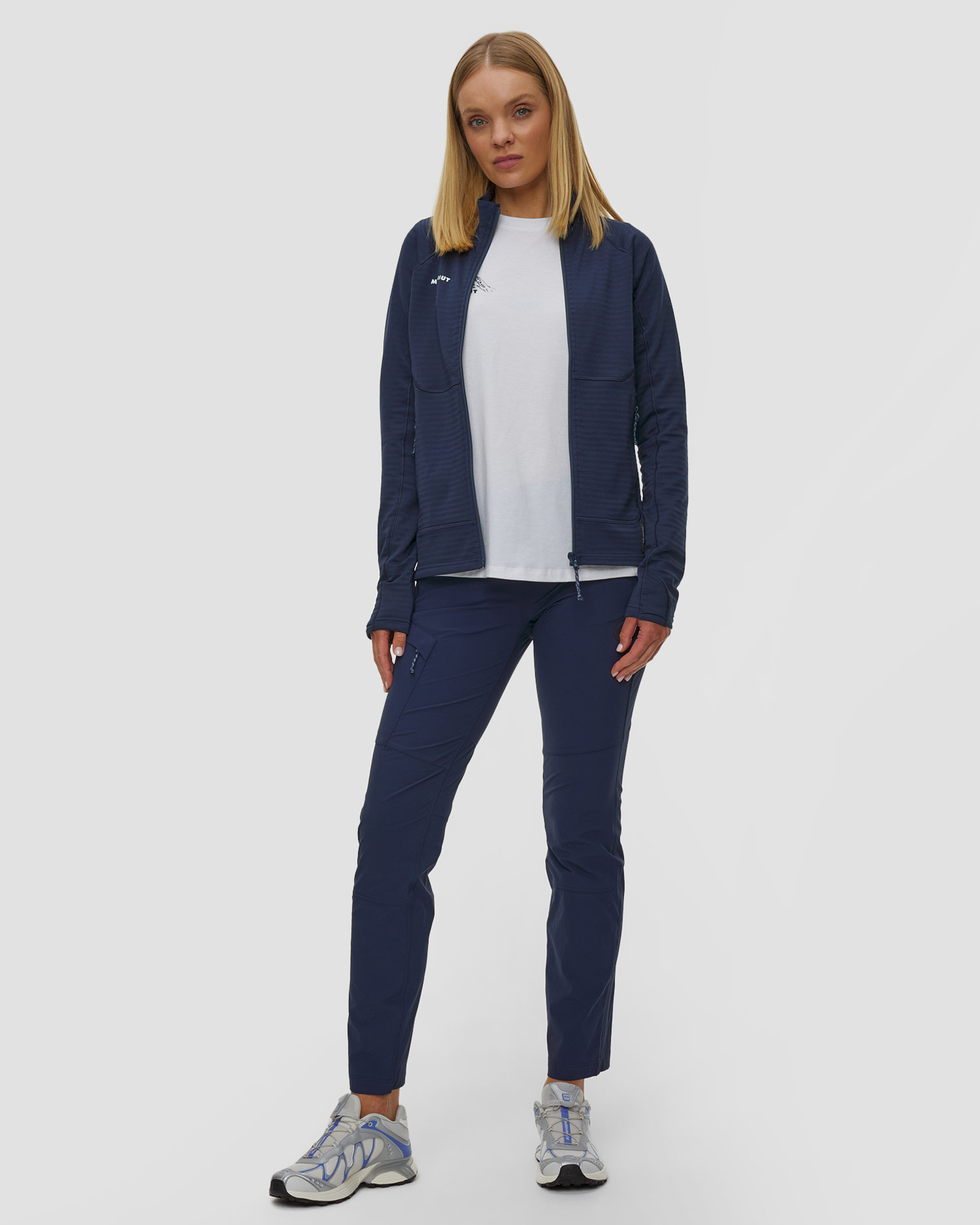 Sweat-shirt midlayer bleu marine pour femmes Mammut Taiss ML Jacket