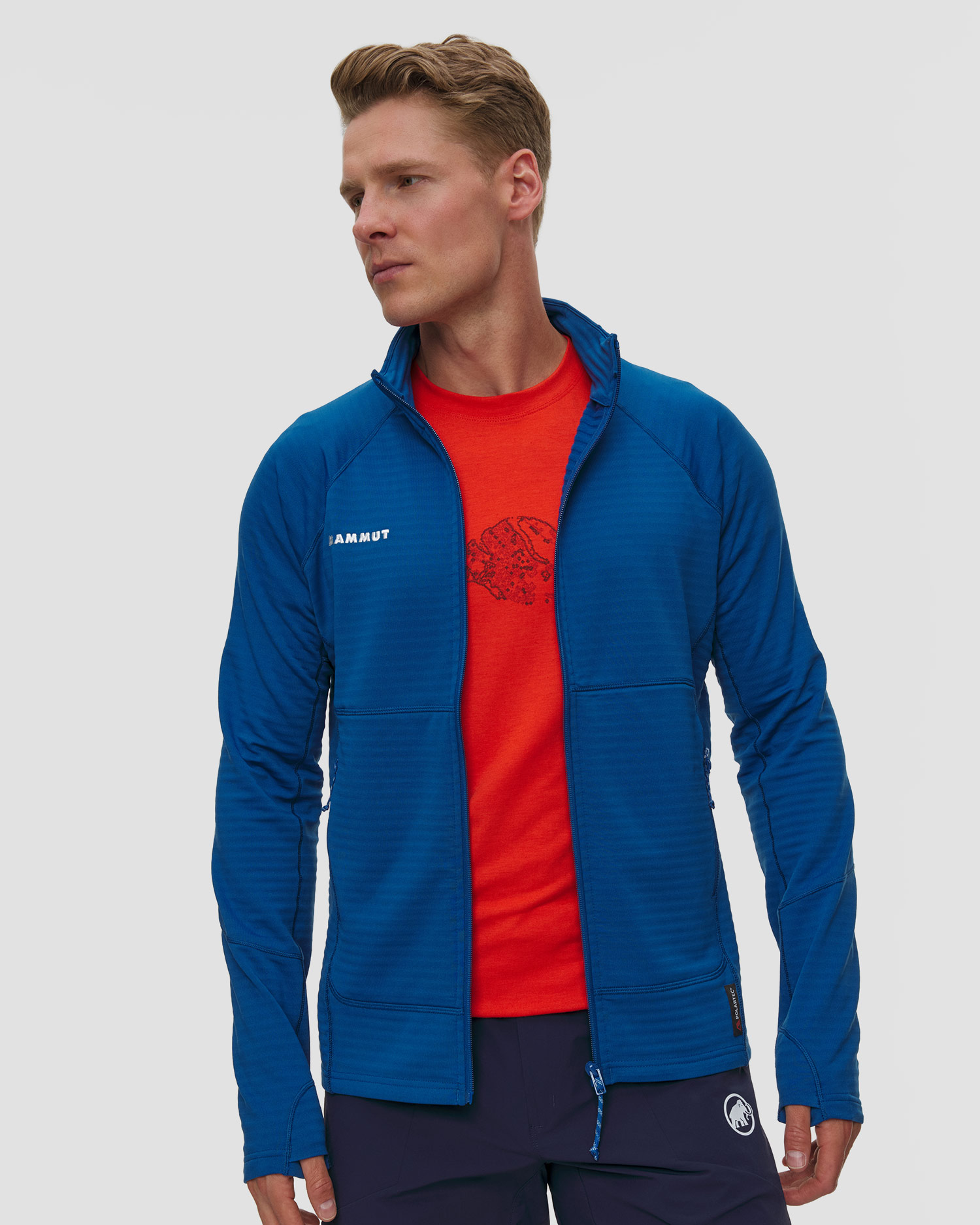 Sweat-shirt midlayer bleu pour hommes Mammut Taiss ML Jacket