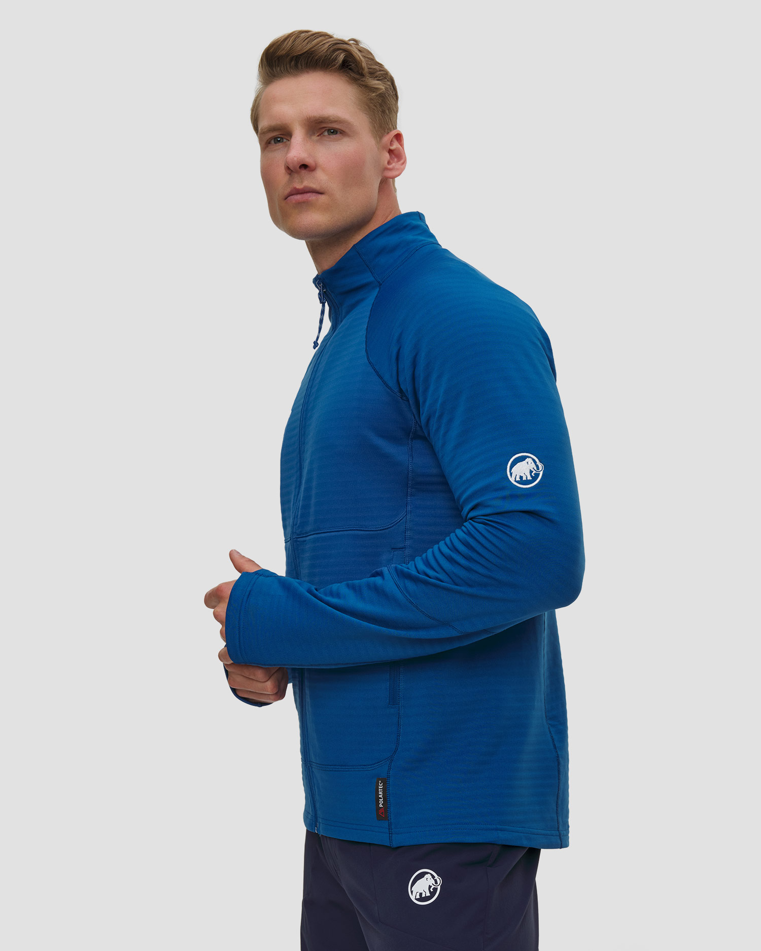 Sweat-shirt midlayer bleu pour hommes Mammut Taiss ML Jacket