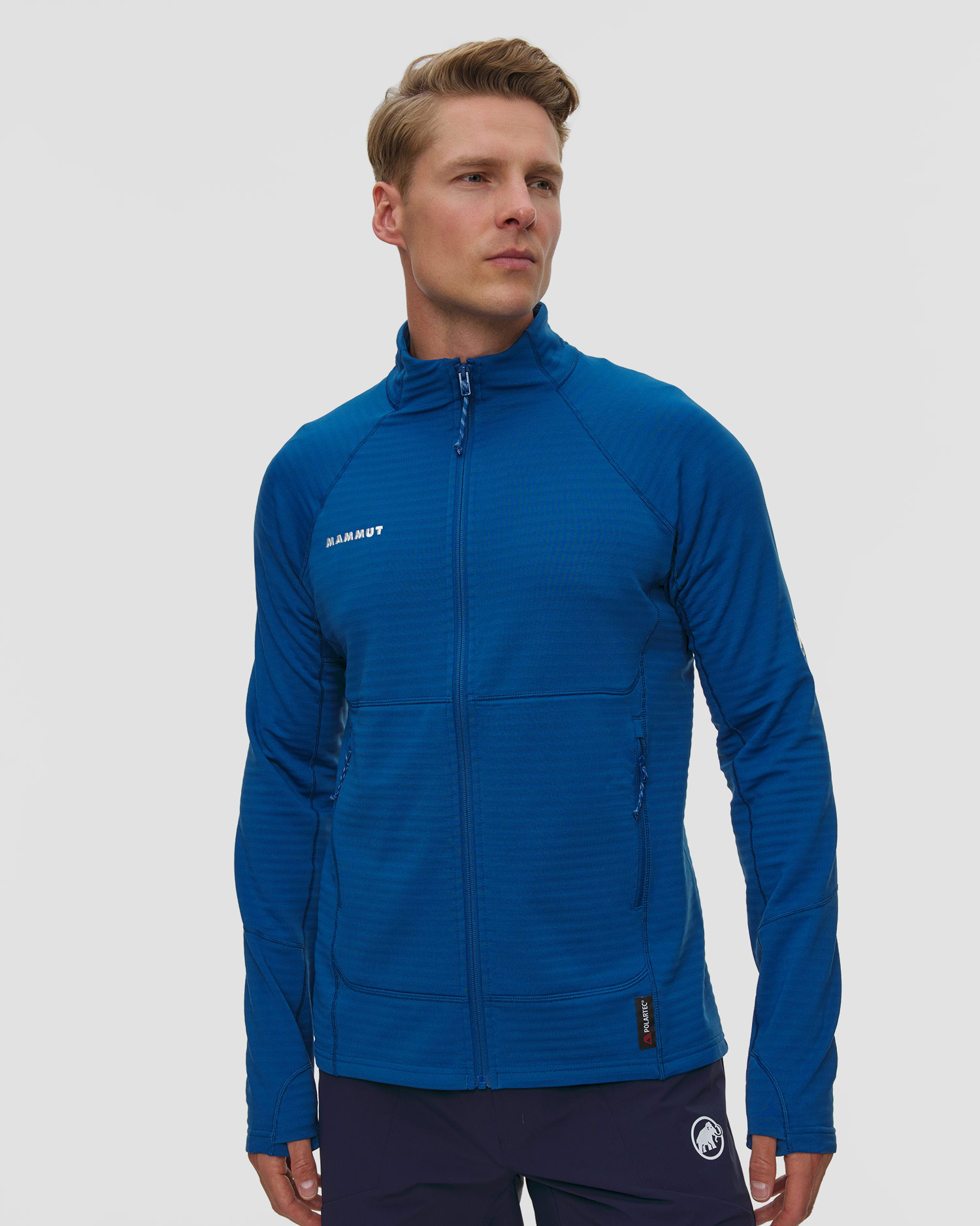 Sweat-shirt midlayer bleu pour hommes Mammut Taiss ML Jacket