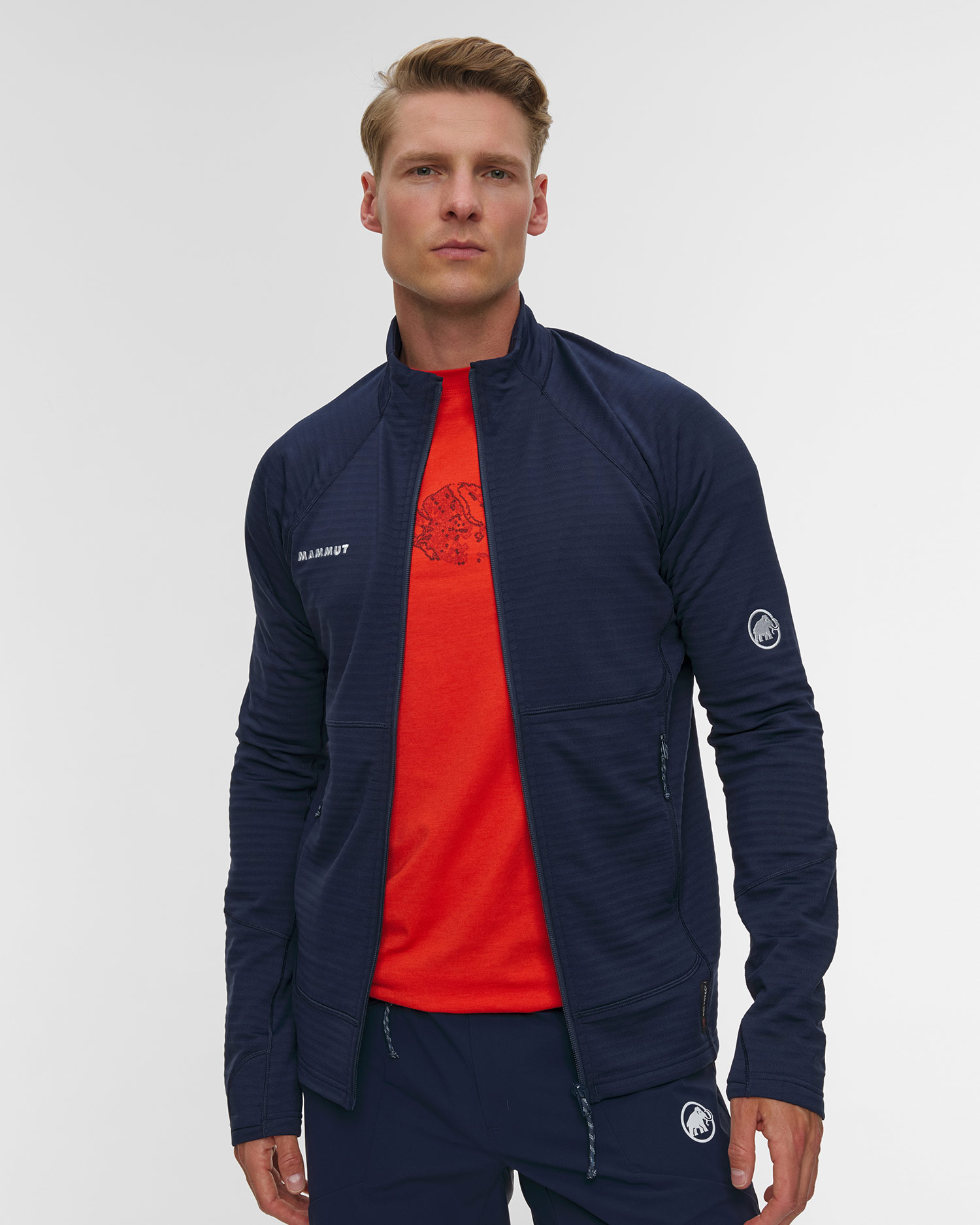 Sweat-shirt midlayer bleu marine pour hommes Mammut Taiss ML Jacket, Couleur: Granatowy