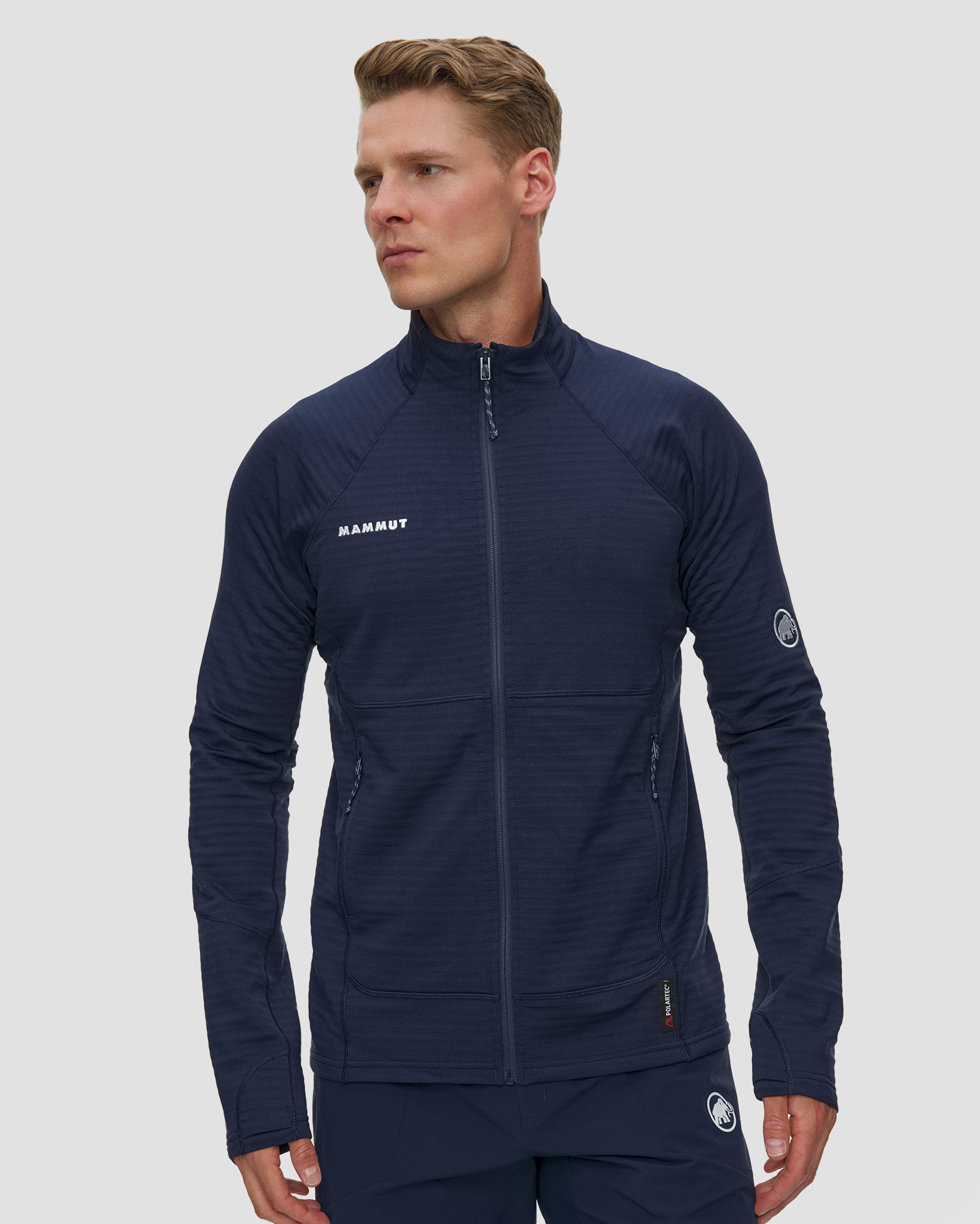 Sweat-shirt midlayer bleu marine pour hommes Mammut Taiss ML Jacket