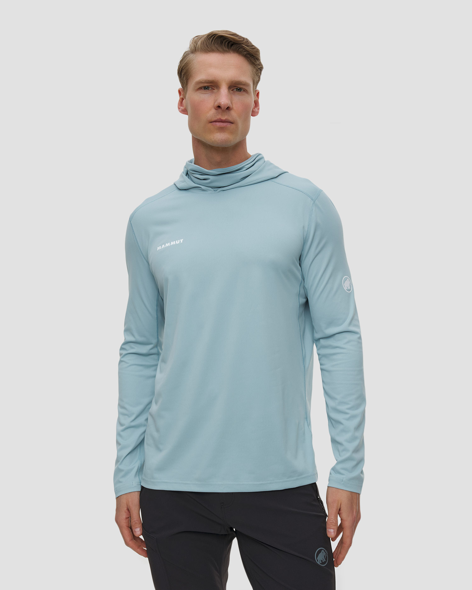 Tricou cu mânecă lungă pentru bărbați Mammut Selun FL Sun Hoody albastru deschis