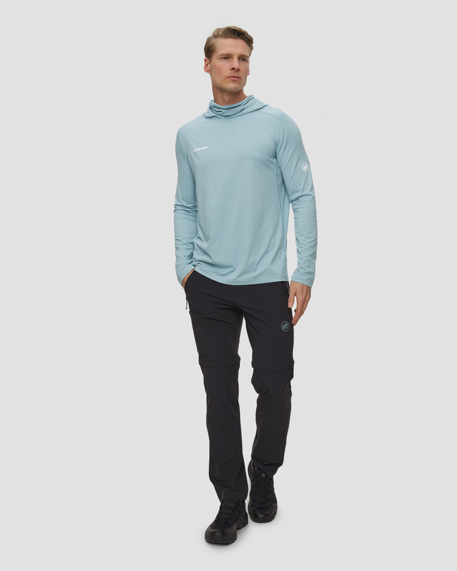 Tricou cu mânecă lungă pentru bărbați Mammut Selun FL Sun Hoody albastru deschis