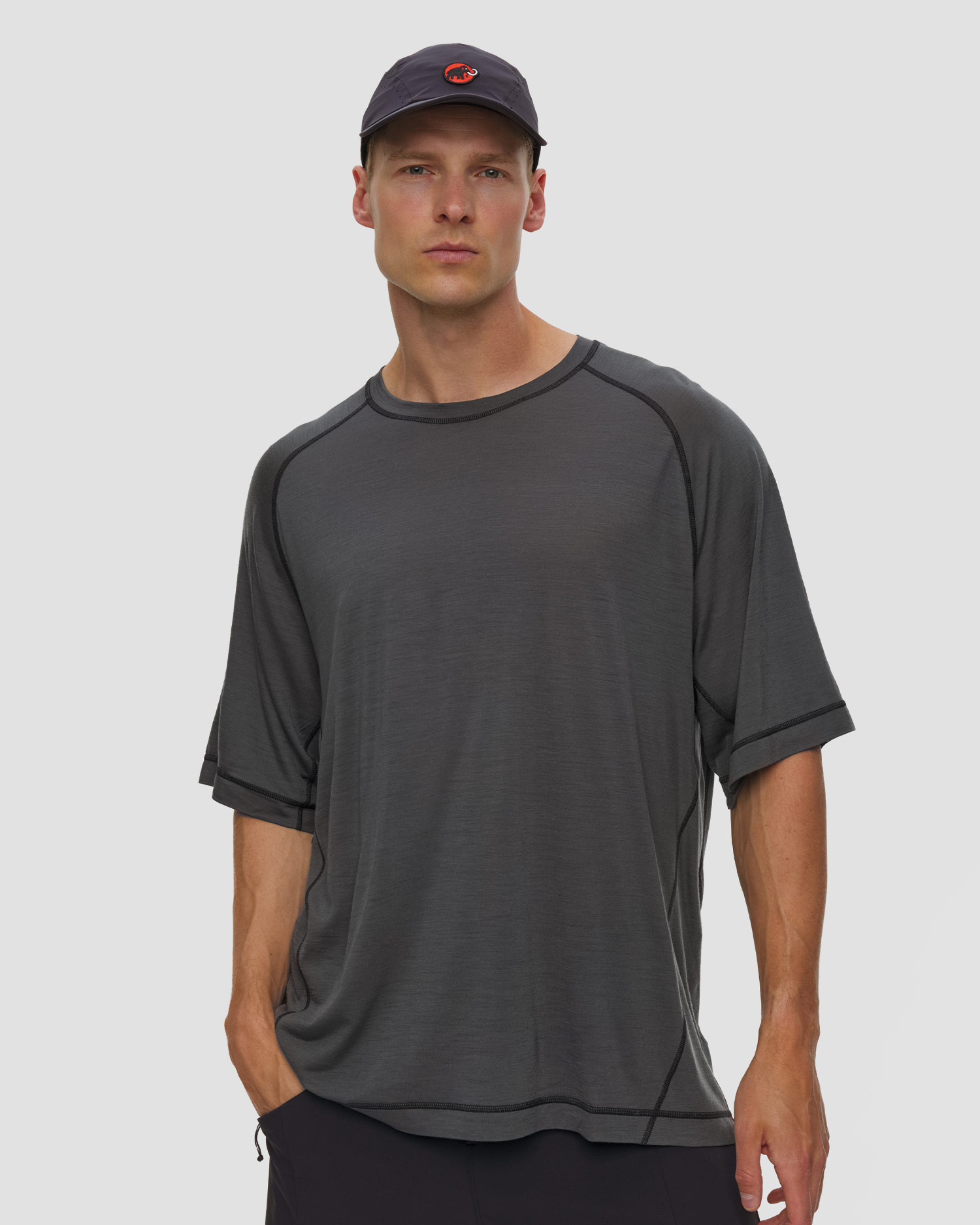 T-shirt technique gris pour hommes Mammut Hiking Patrol x Mammut Tree Wool FL T-Shirt