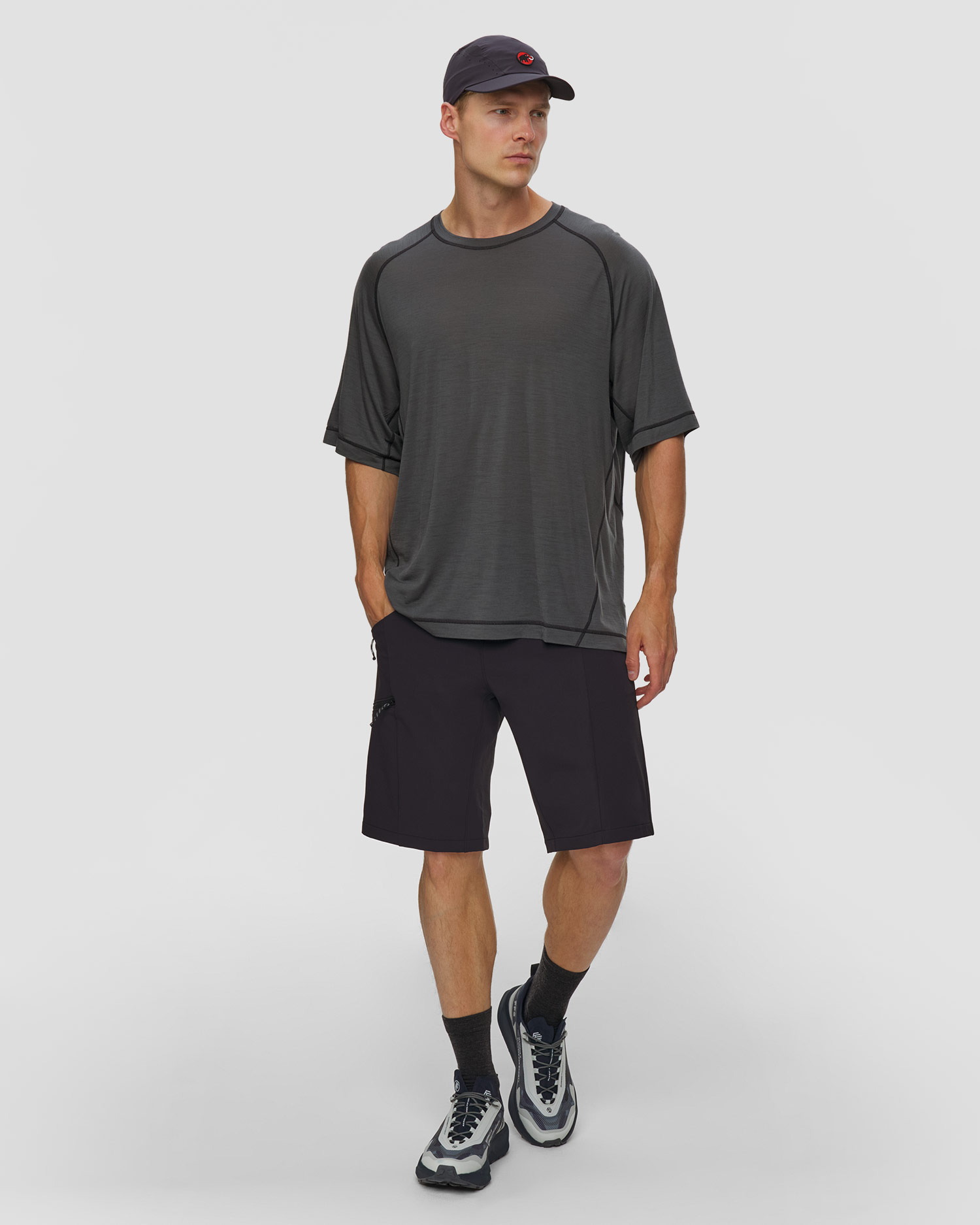 T-shirt technique gris pour hommes Mammut Hiking Patrol x Mammut Tree Wool FL T-Shirt