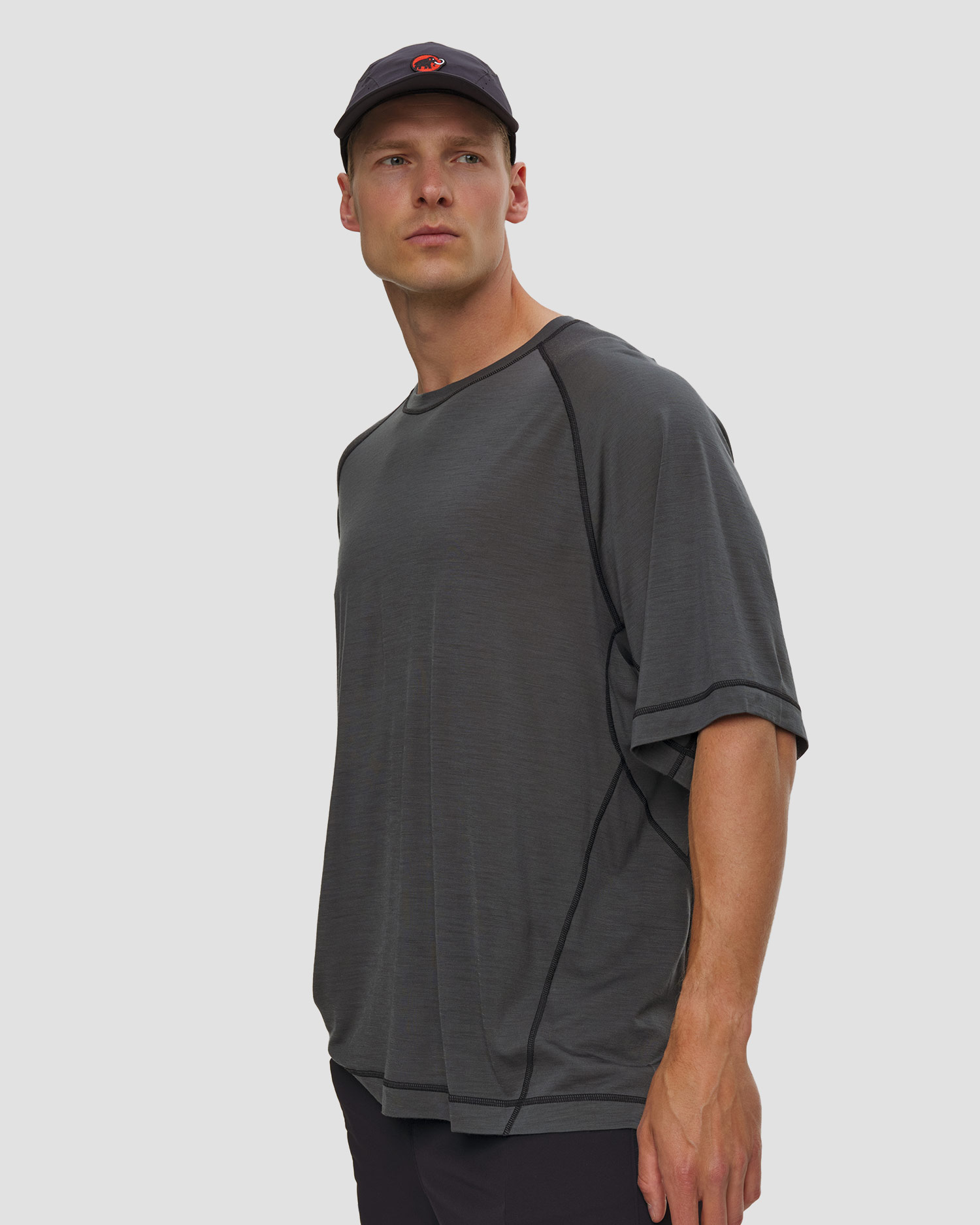 T-shirt technique gris pour hommes Mammut Hiking Patrol x Mammut Tree Wool FL T-Shirt