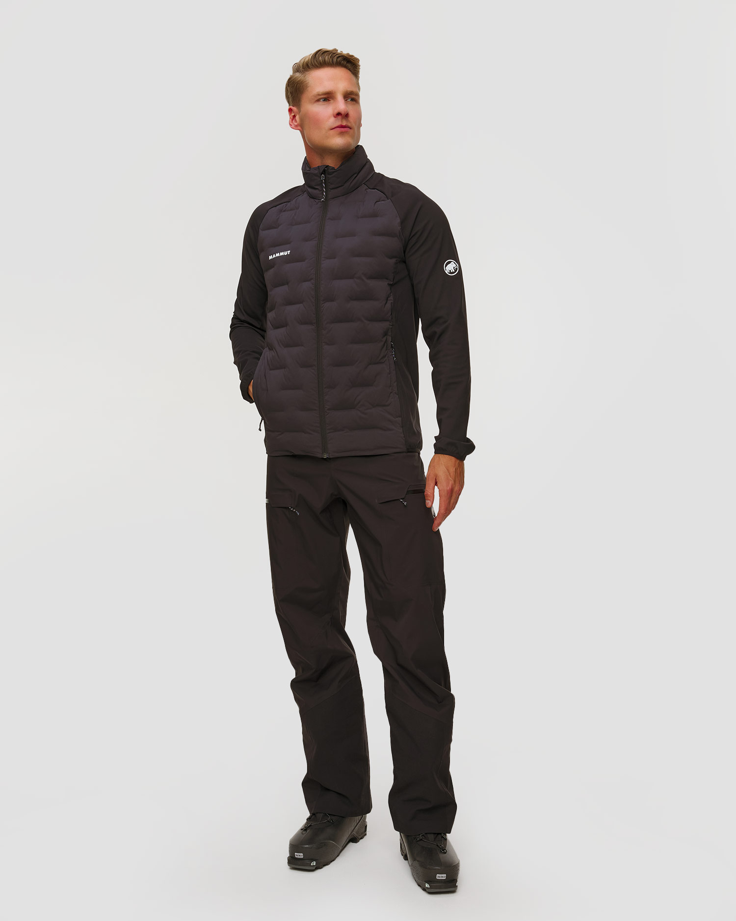 Pantalon de skitouring noir pour hommes Mammut Haldigrat light HS Pants Men