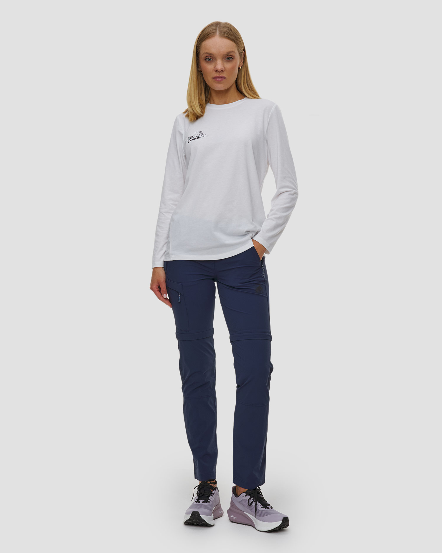 Pantalon de trekking bleu marine 2 en 1 pour femmes Mammut Runbold IV Zip Off Pants