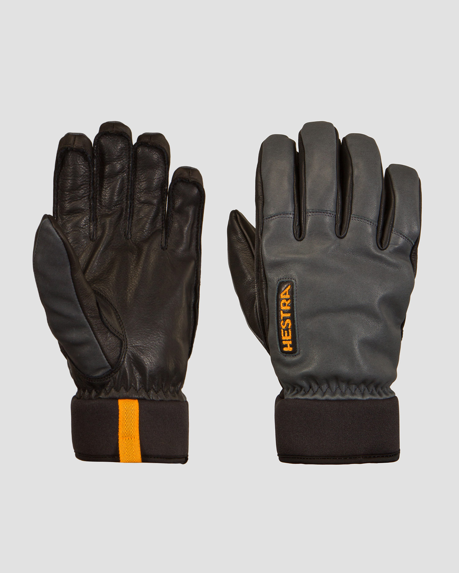 Hestra Army Leather Wool Terry - 5 finger Skihandschuhe für Herren in Grau und Schwarz