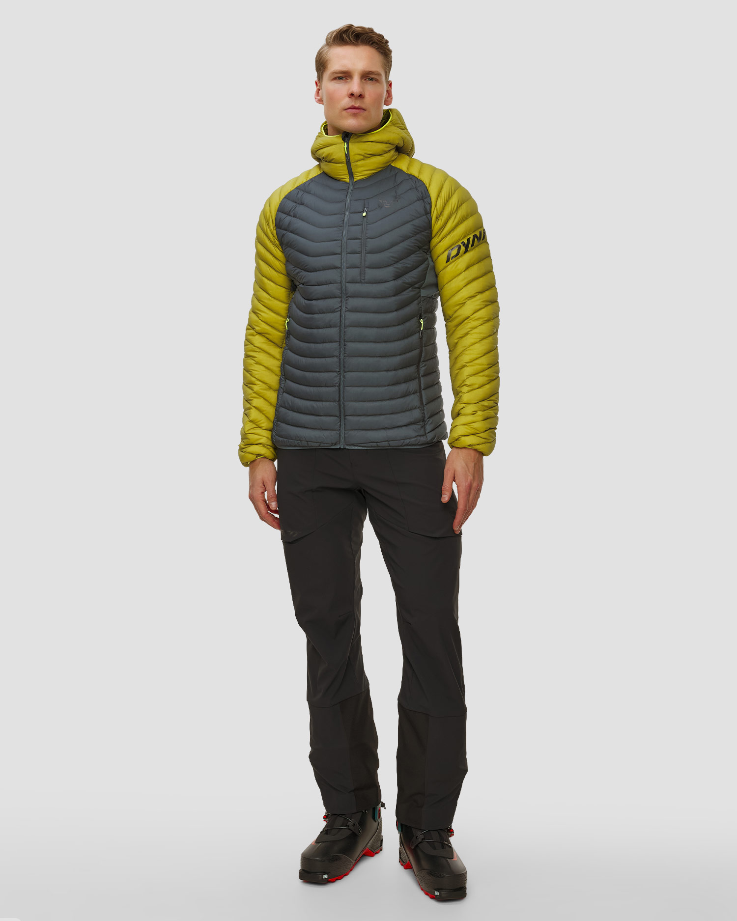 Dynafit Radical Down RDS M Hood Jkt Herren-Daunenjacke in Grau und Gelb