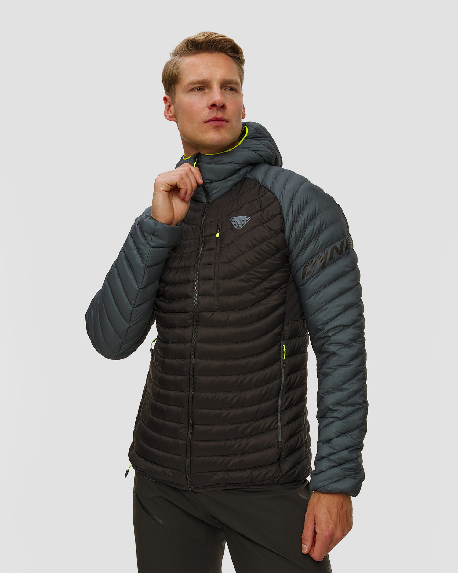 Dynafit Radical Down RDS M Hood Jkt Herren-Daunenjacke in Schwarz und Grau, Farbe/Muster: Szary,Czarny