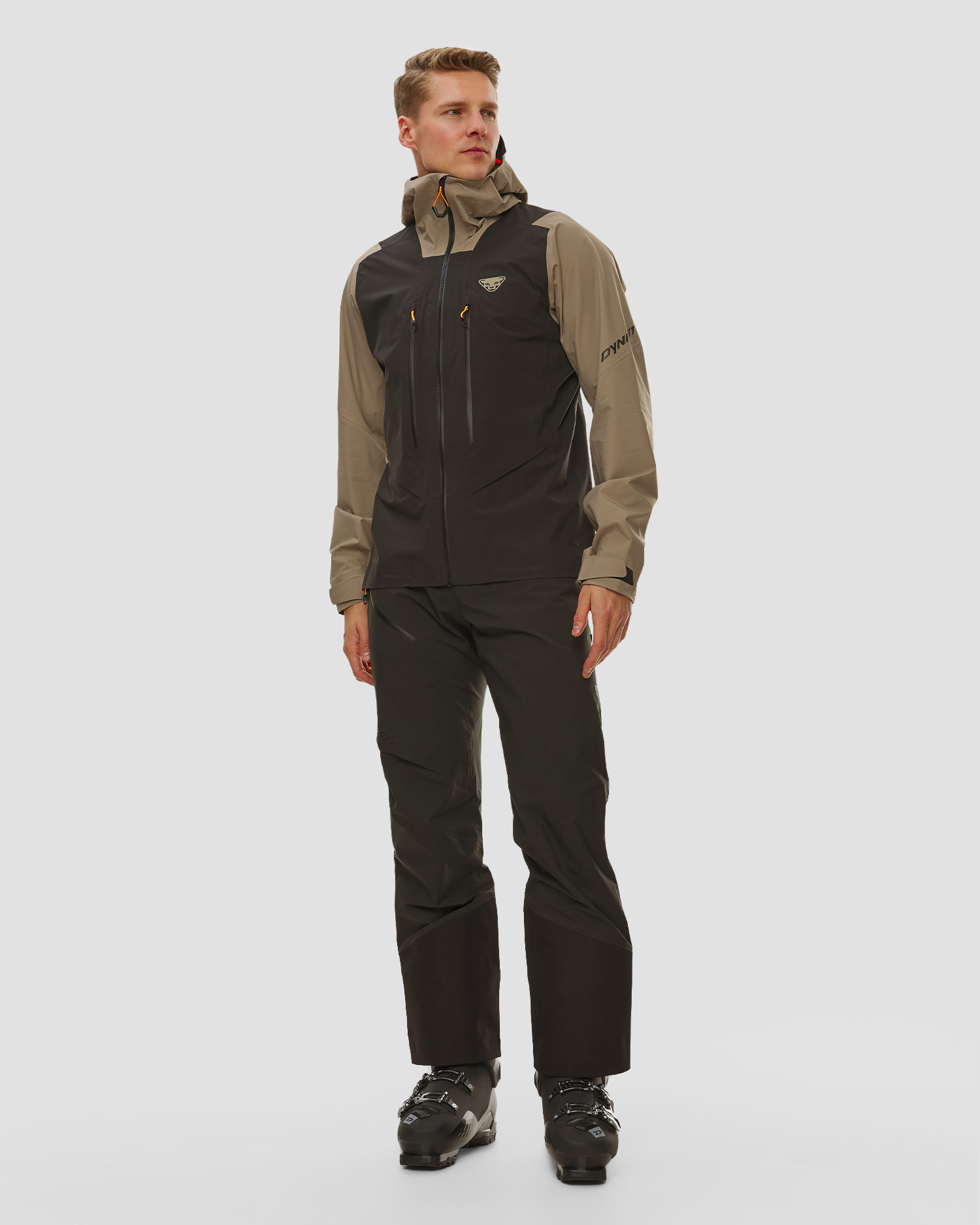 Veste de ski de randonnée noire et beige pour hommes Dynafit Blacklight 3L Jkt M