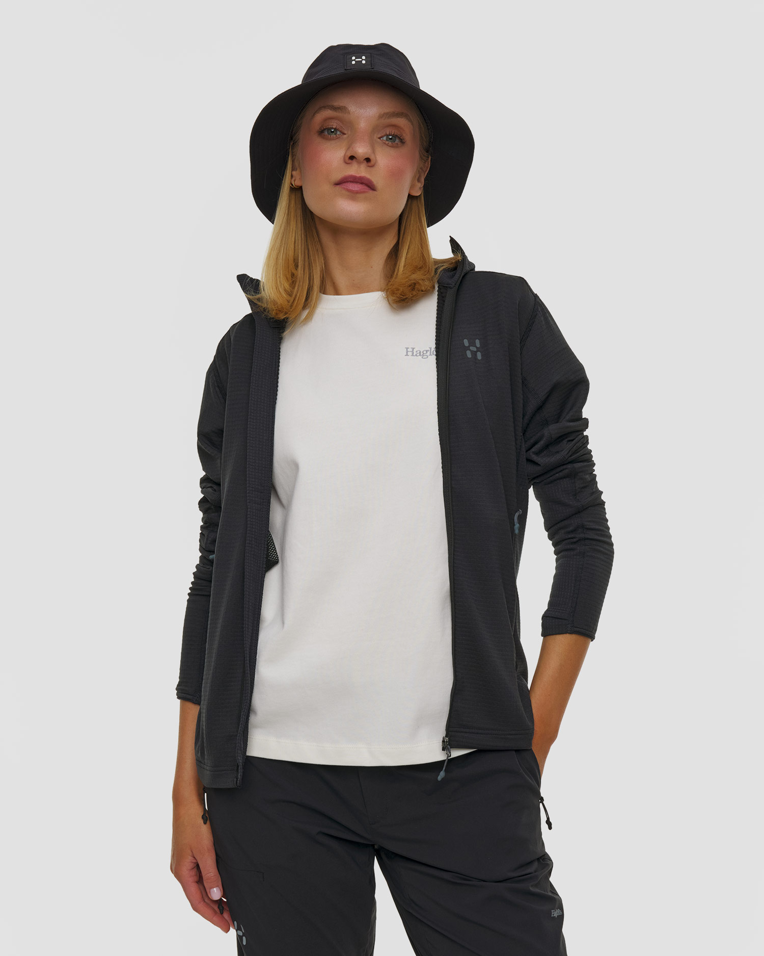 Haglofs L.I.M Mid Multi II Hood Damen-Sweatshirt in Schwarz, Farbe/Muster: Czarny