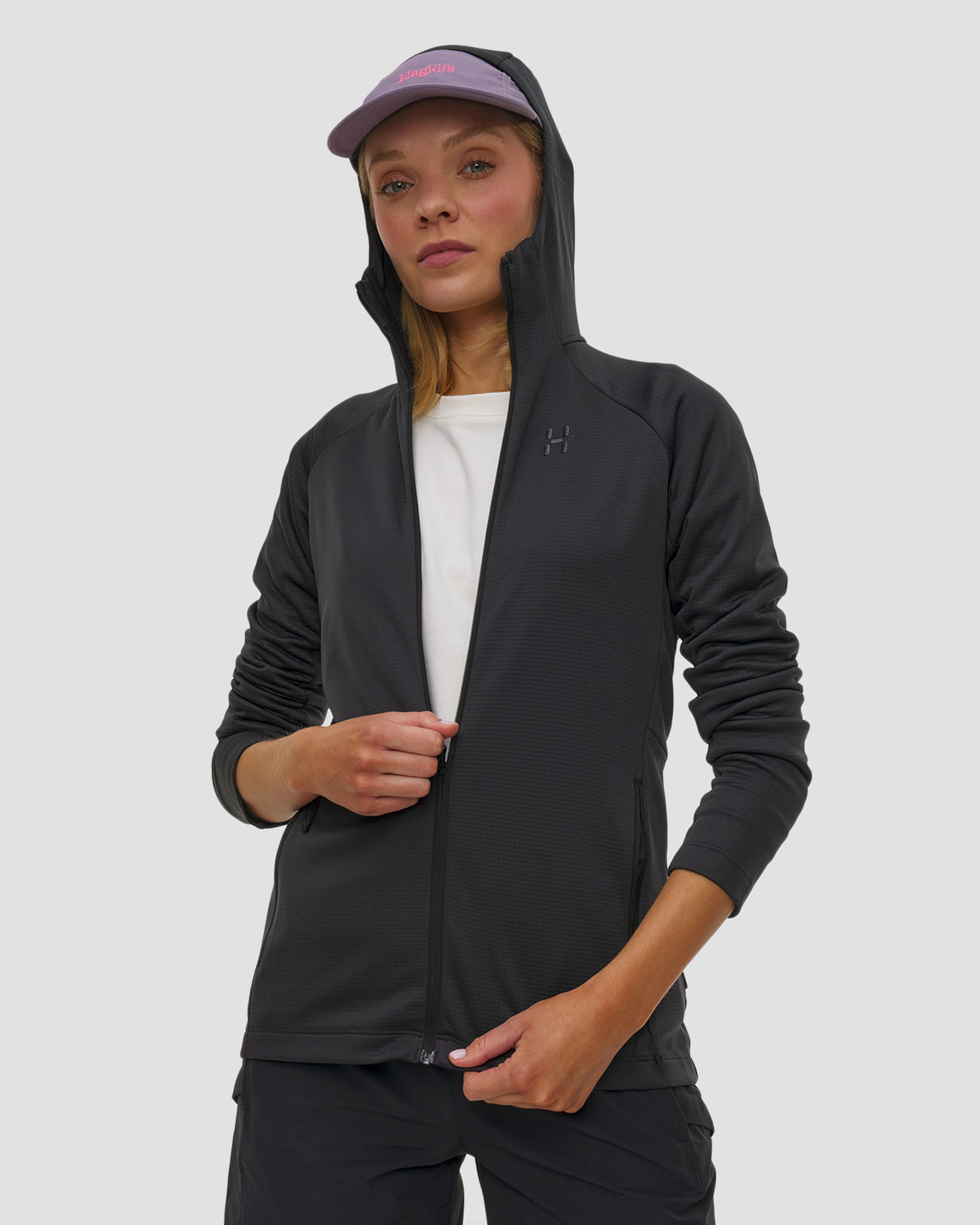 Felpa da donna Haglofs Korp Mid Hood, Colore/Disegno: Czarny