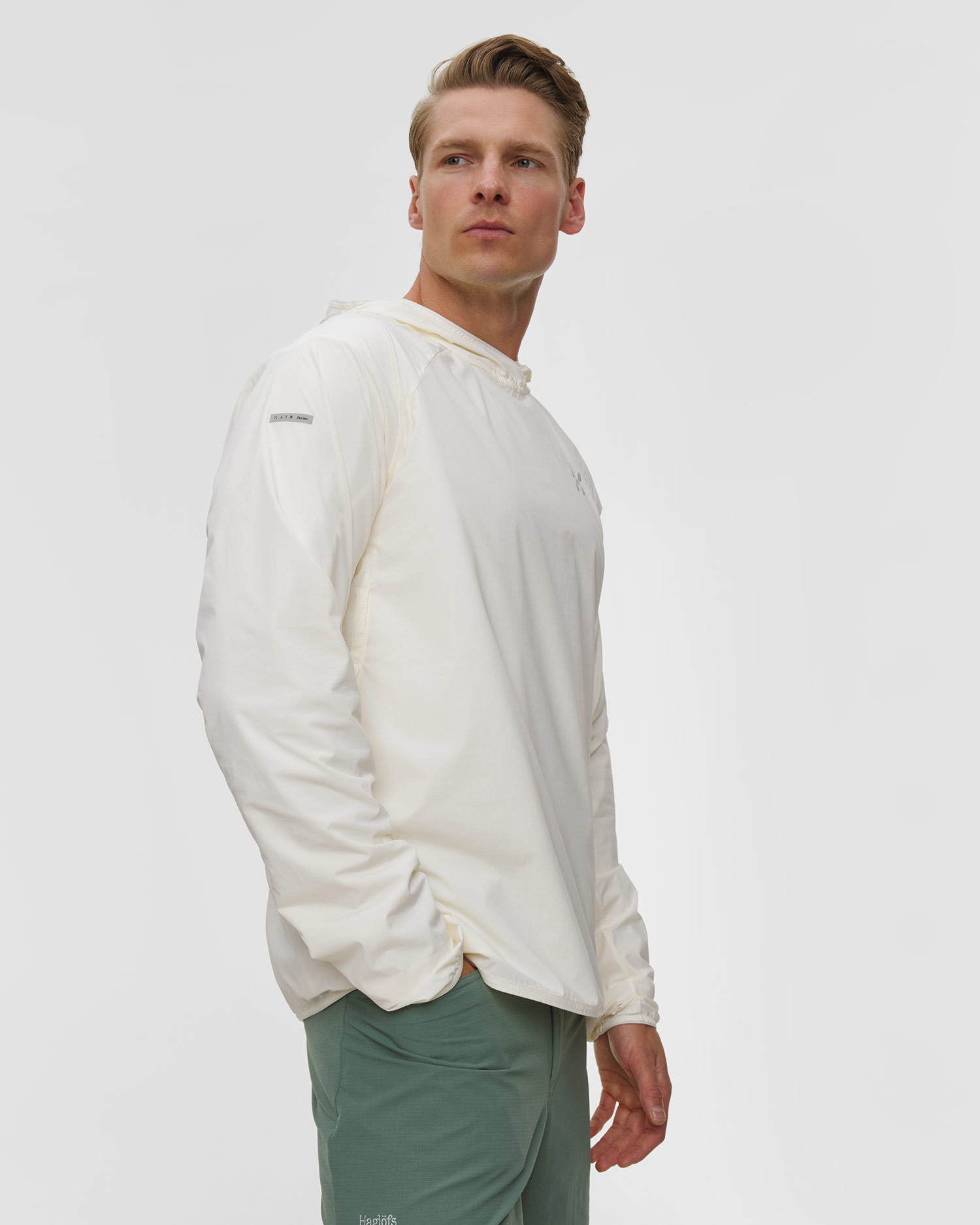 Pánska vetrovka Haglofs L.I.M Sunpack Hoodie biela