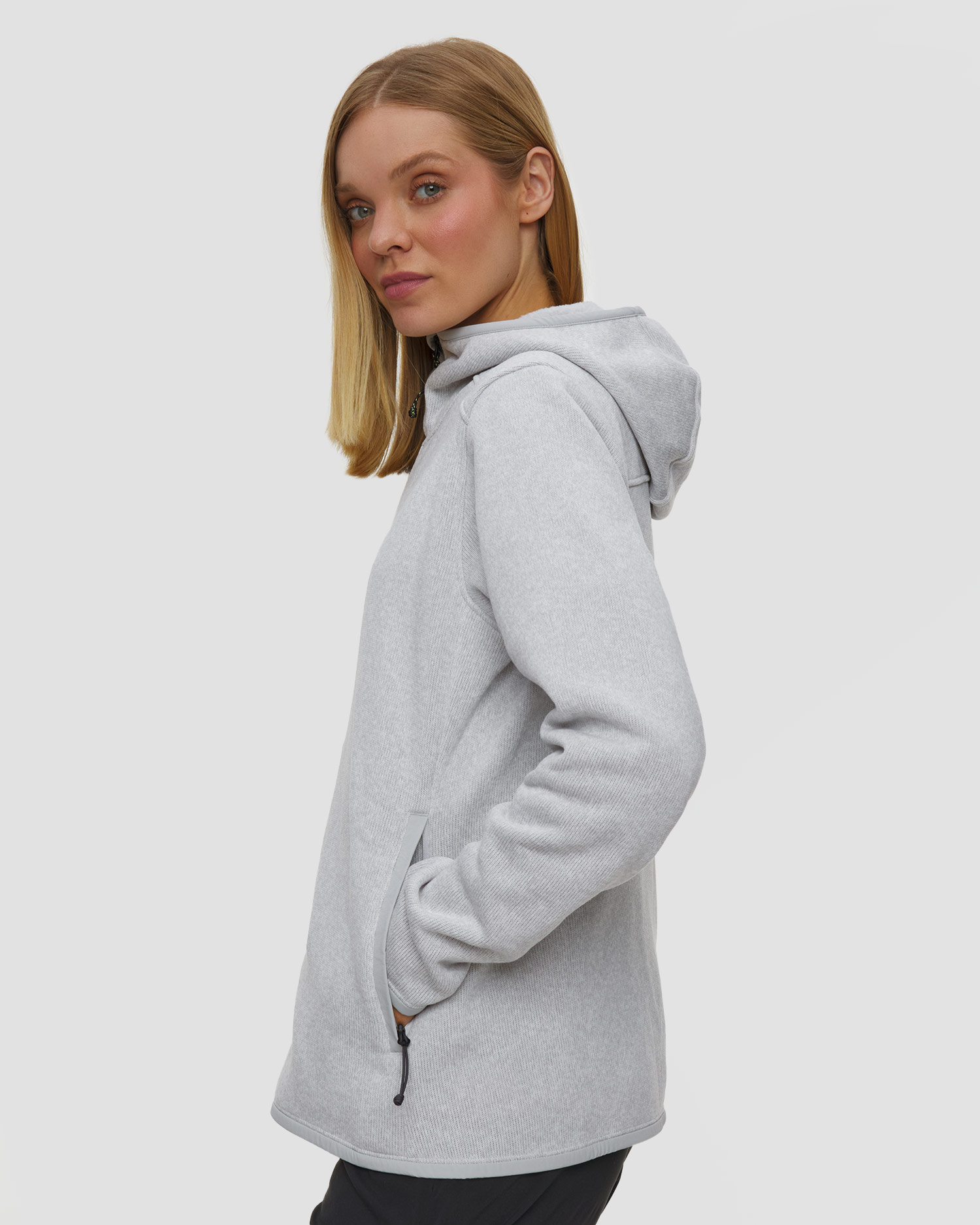 Women's midlayer sweatshirt Haglofs Swook II Mid Hood gray-white