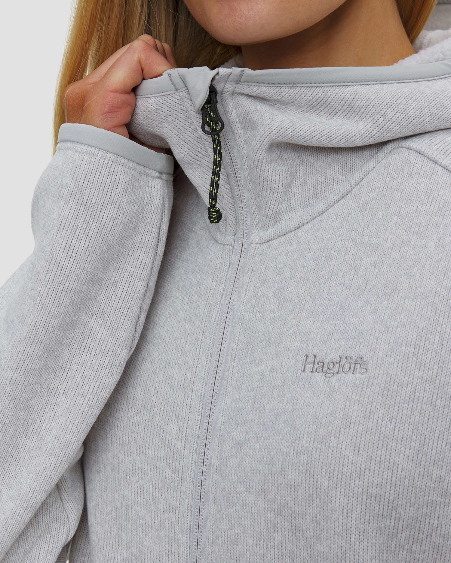 Women's midlayer sweatshirt Haglofs Swook II Mid Hood gray-white