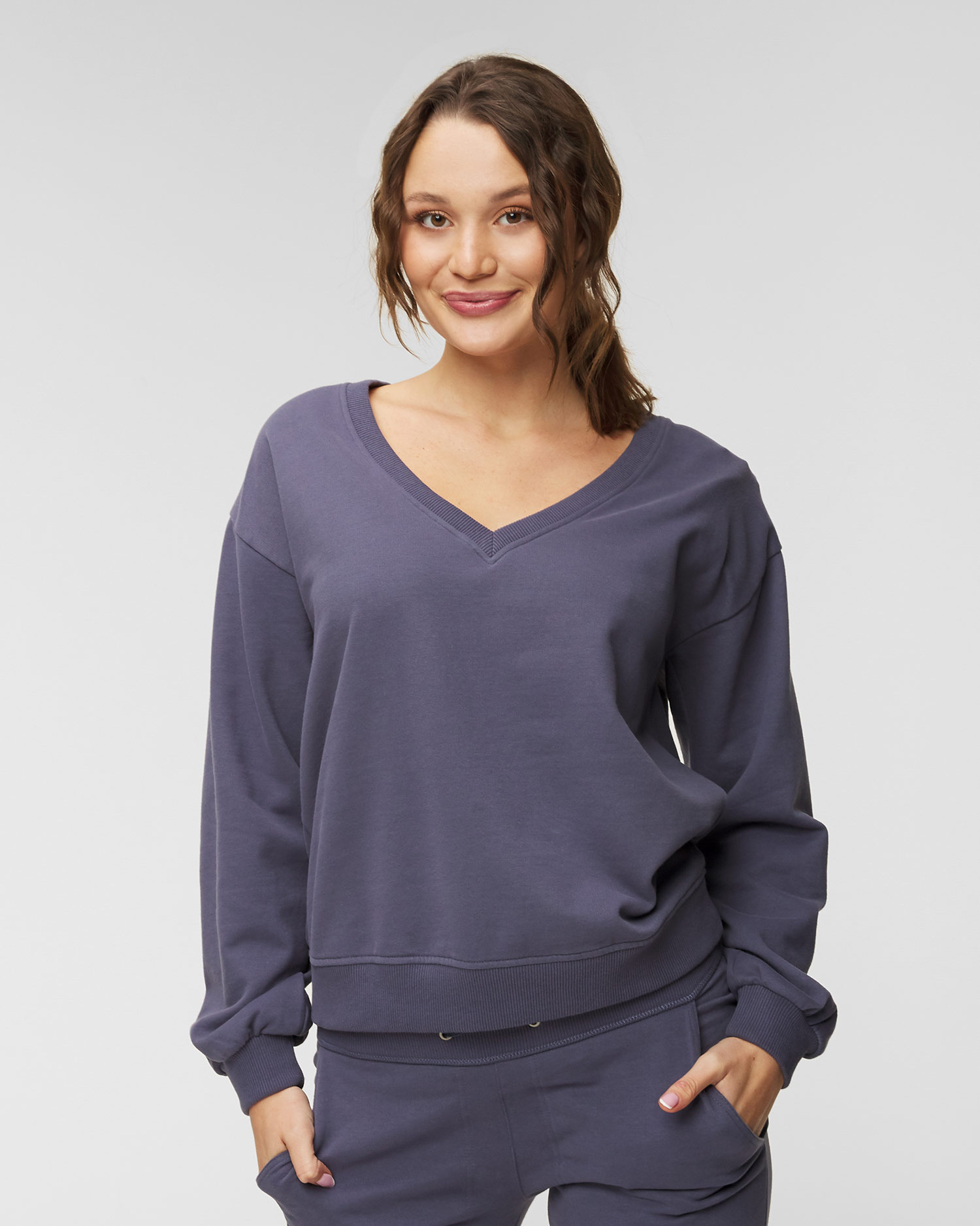  JUVIA FLEECE V-NECK WITH PUFFY SLEEVES Sweatshirt