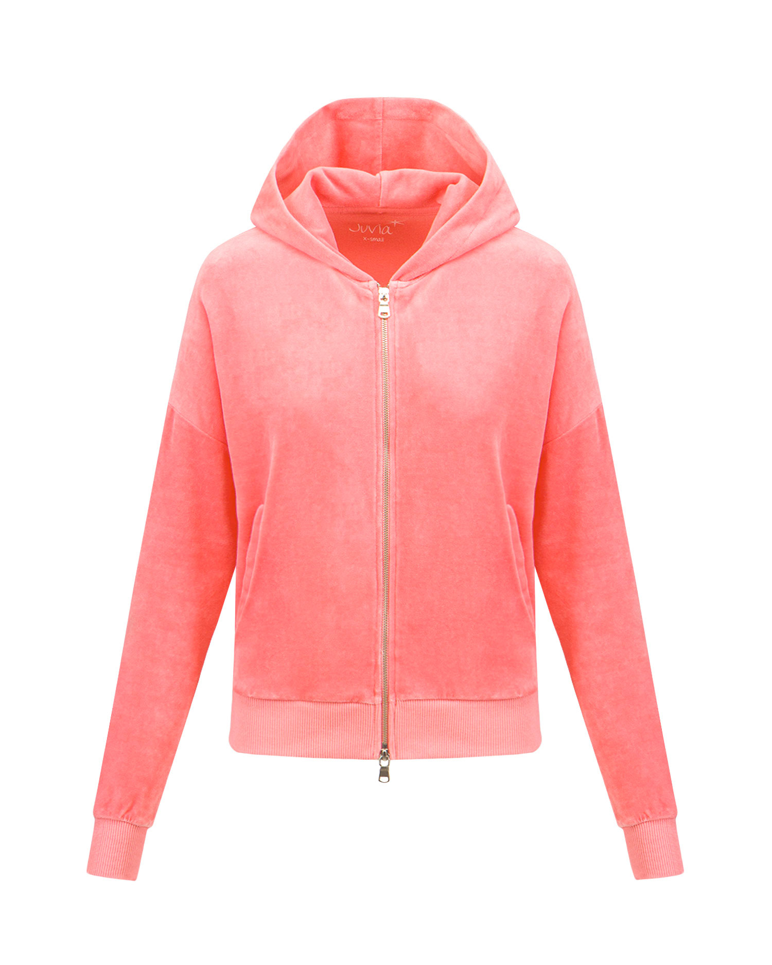 Mikina s kapucou JUVIA VELVET ZIPPER