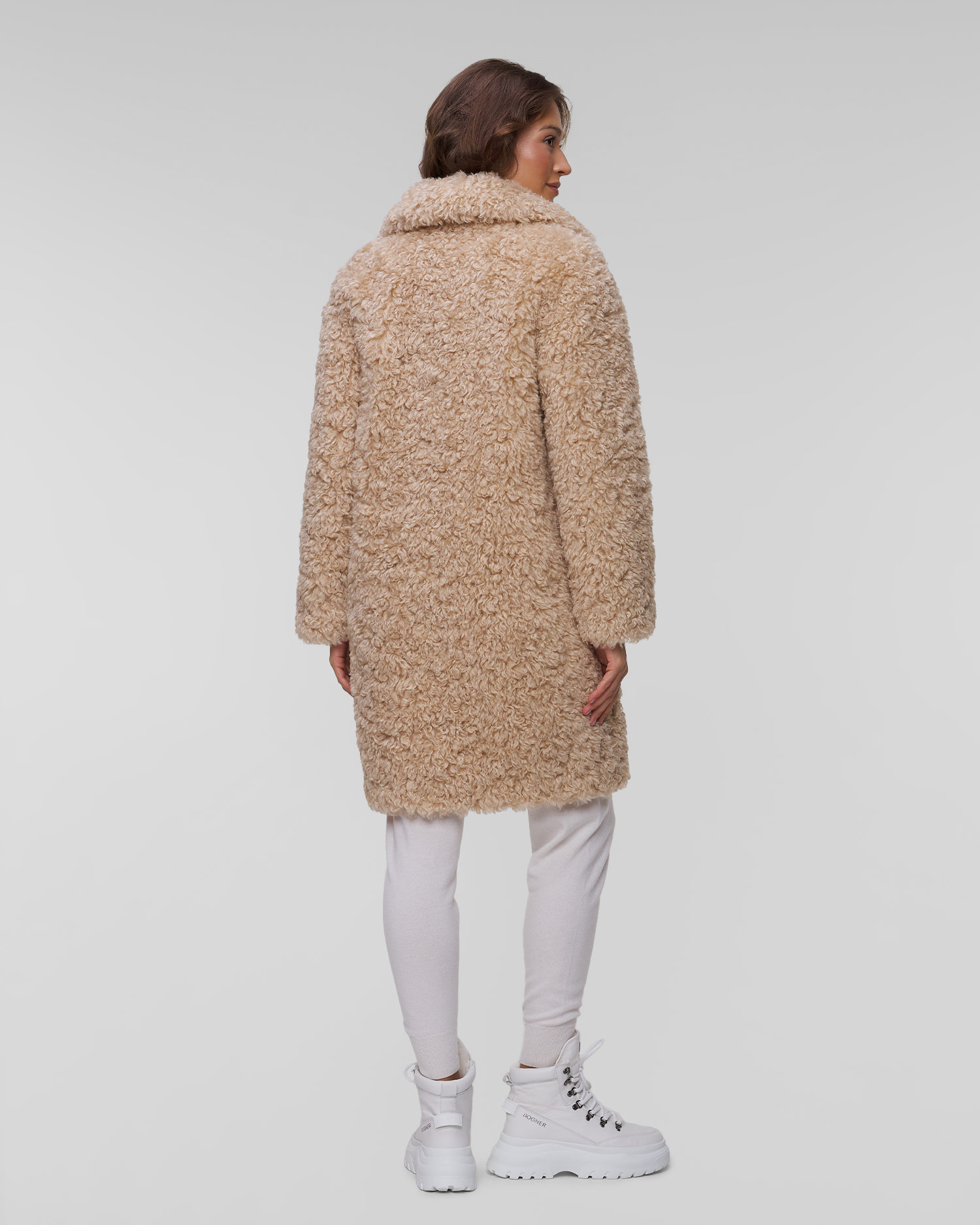 Dámský kabát s kožíškem Stand Studio Camille Cocoon Coat v Béžové Barvě