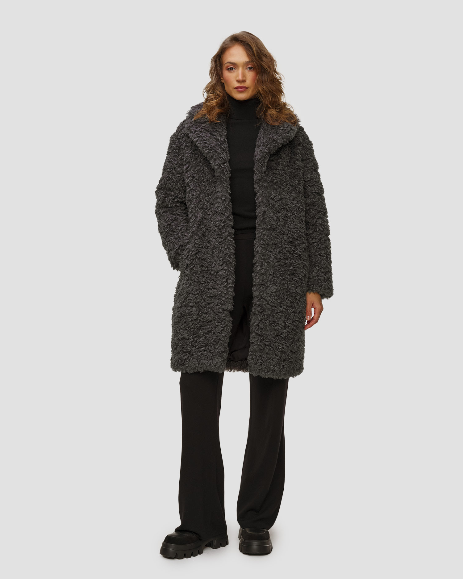 Haină de blană gri pentru femei Stand Studio Camille Cocoon Coat