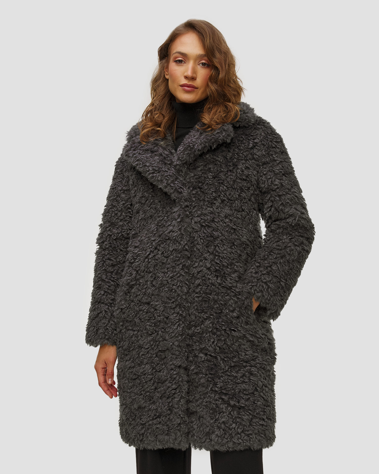 Haină de blană gri pentru femei Stand Studio Camille Cocoon Coat