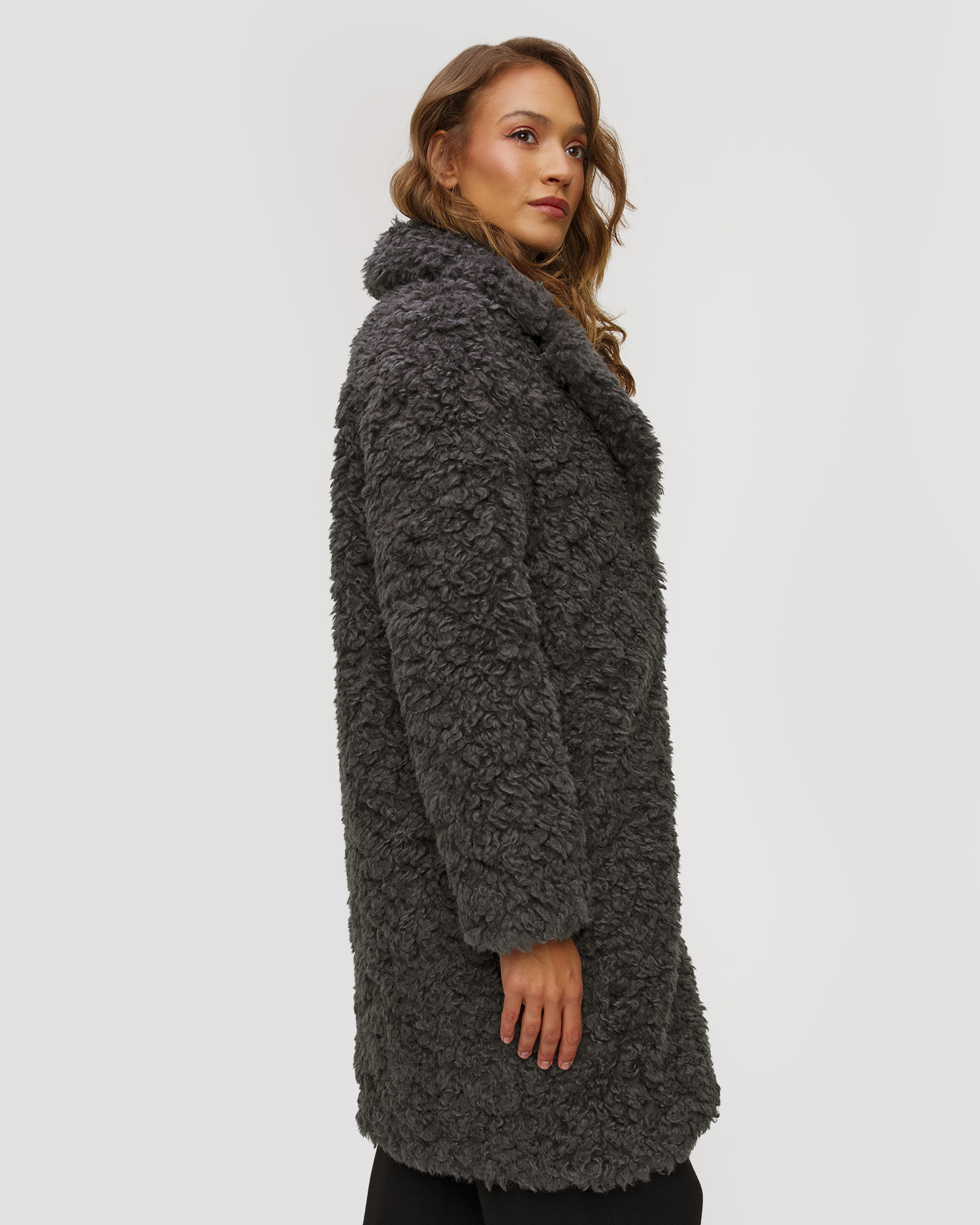 Haină de blană gri pentru femei Stand Studio Camille Cocoon Coat