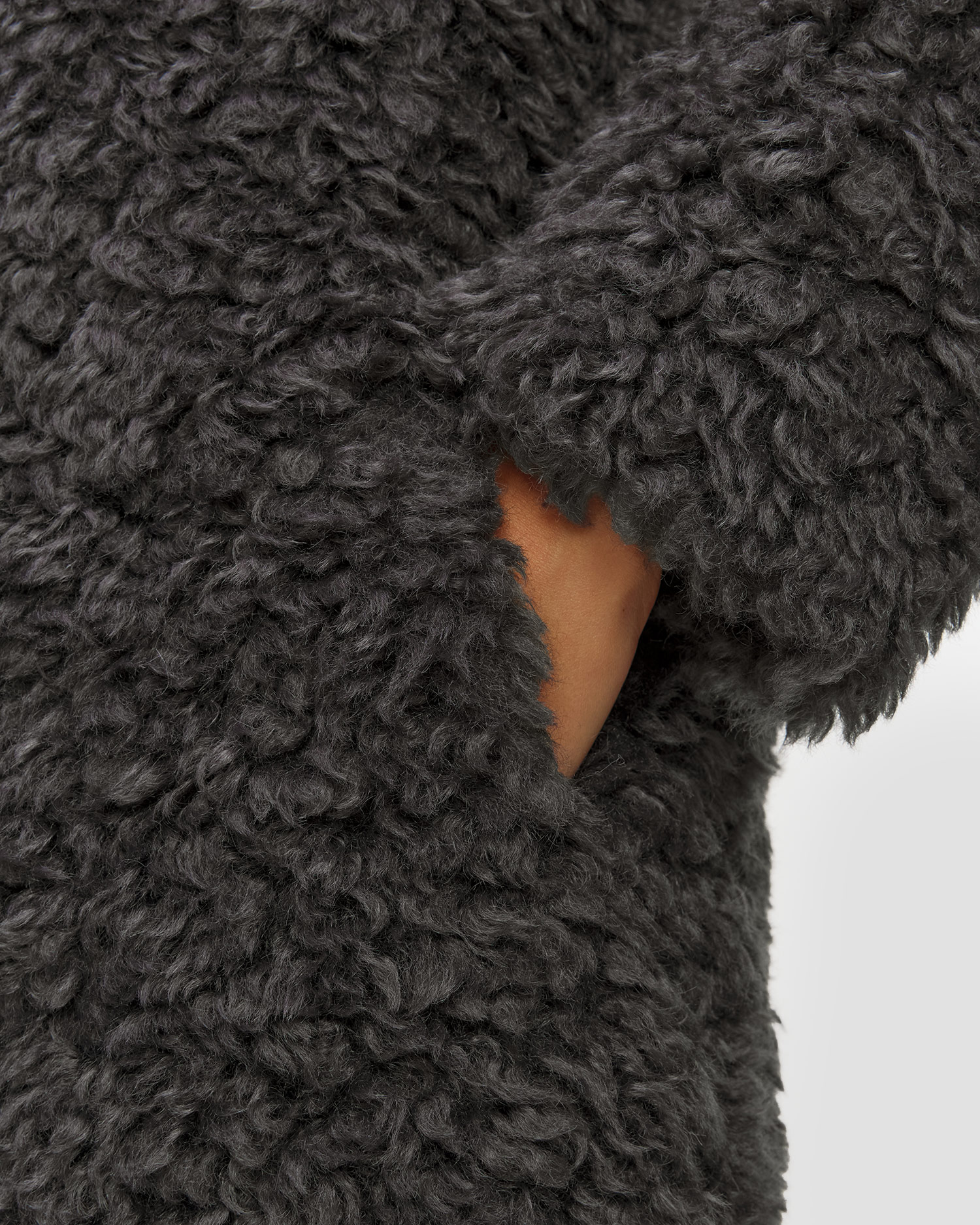 Haină de blană gri pentru femei Stand Studio Camille Cocoon Coat