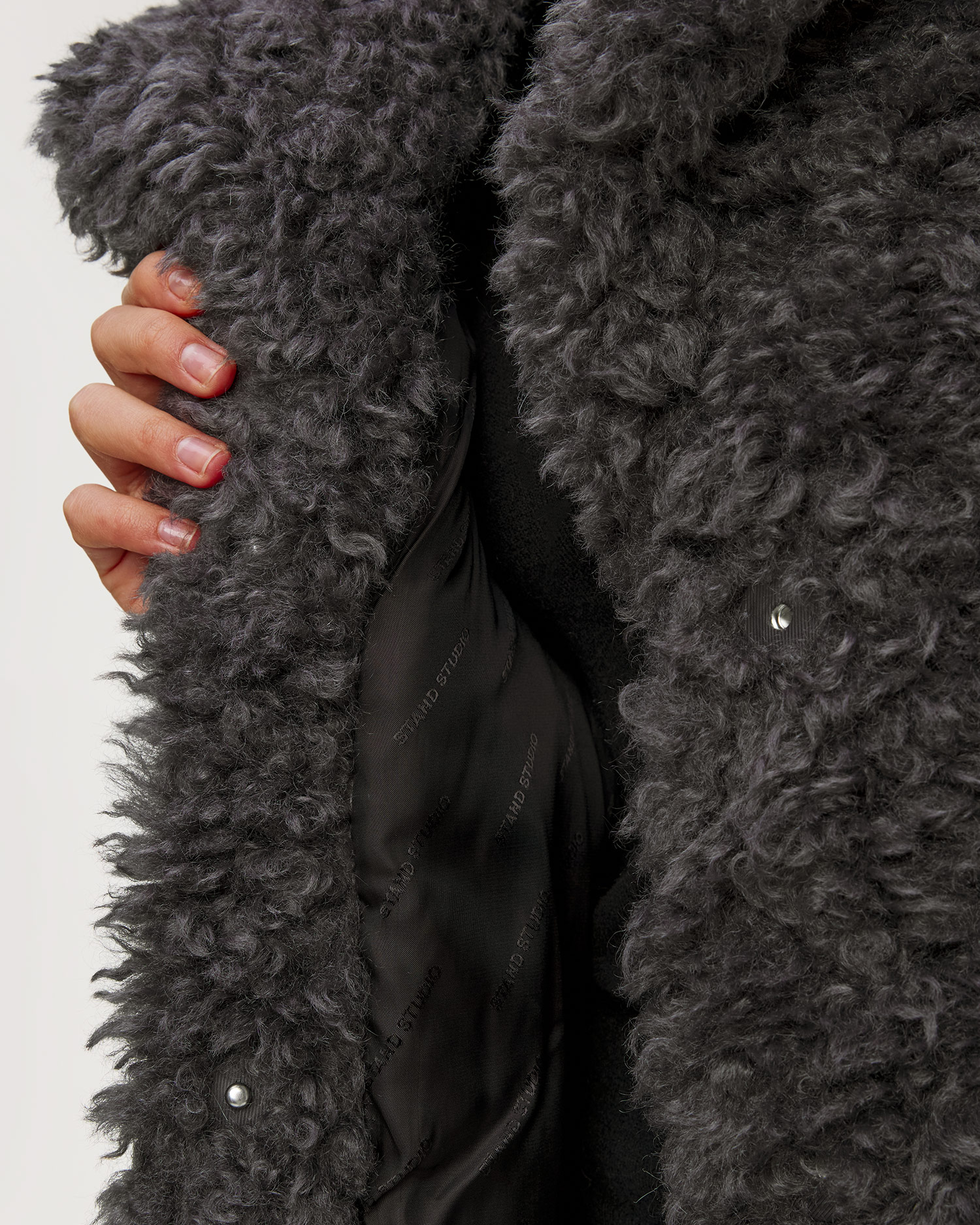 Haină de blană gri pentru femei Stand Studio Camille Cocoon Coat