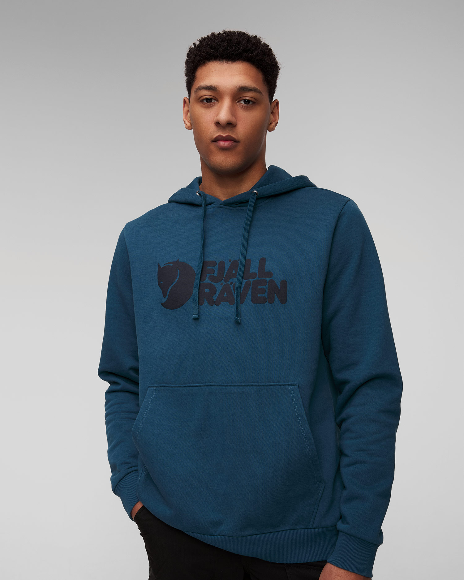 Sweat-shirt bleu pour hommes Fjallraven Logo Hoodie M