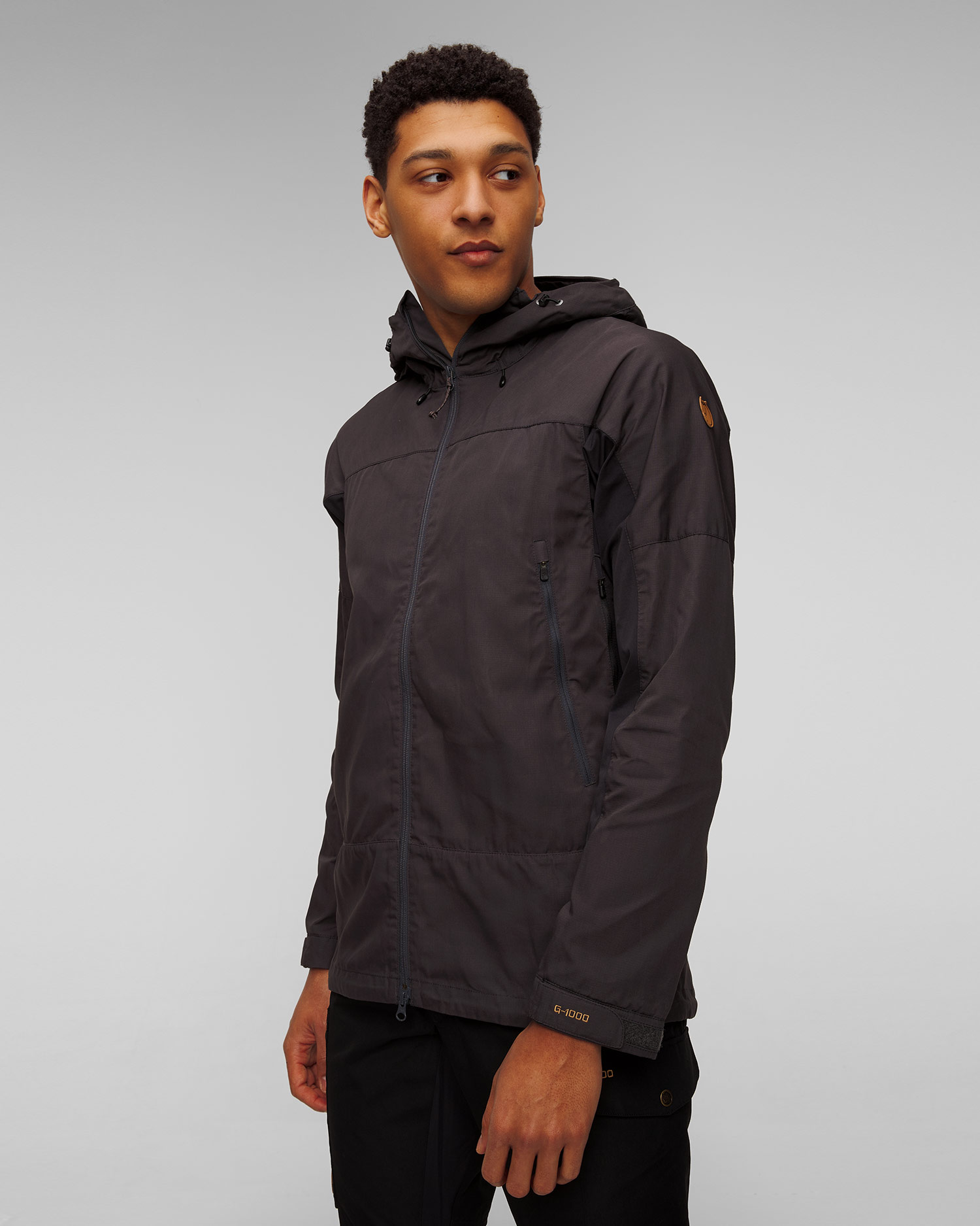 Veste de trekking noire et grise pour hommes Fjallraven Abisko Lite Trekking Jacket M