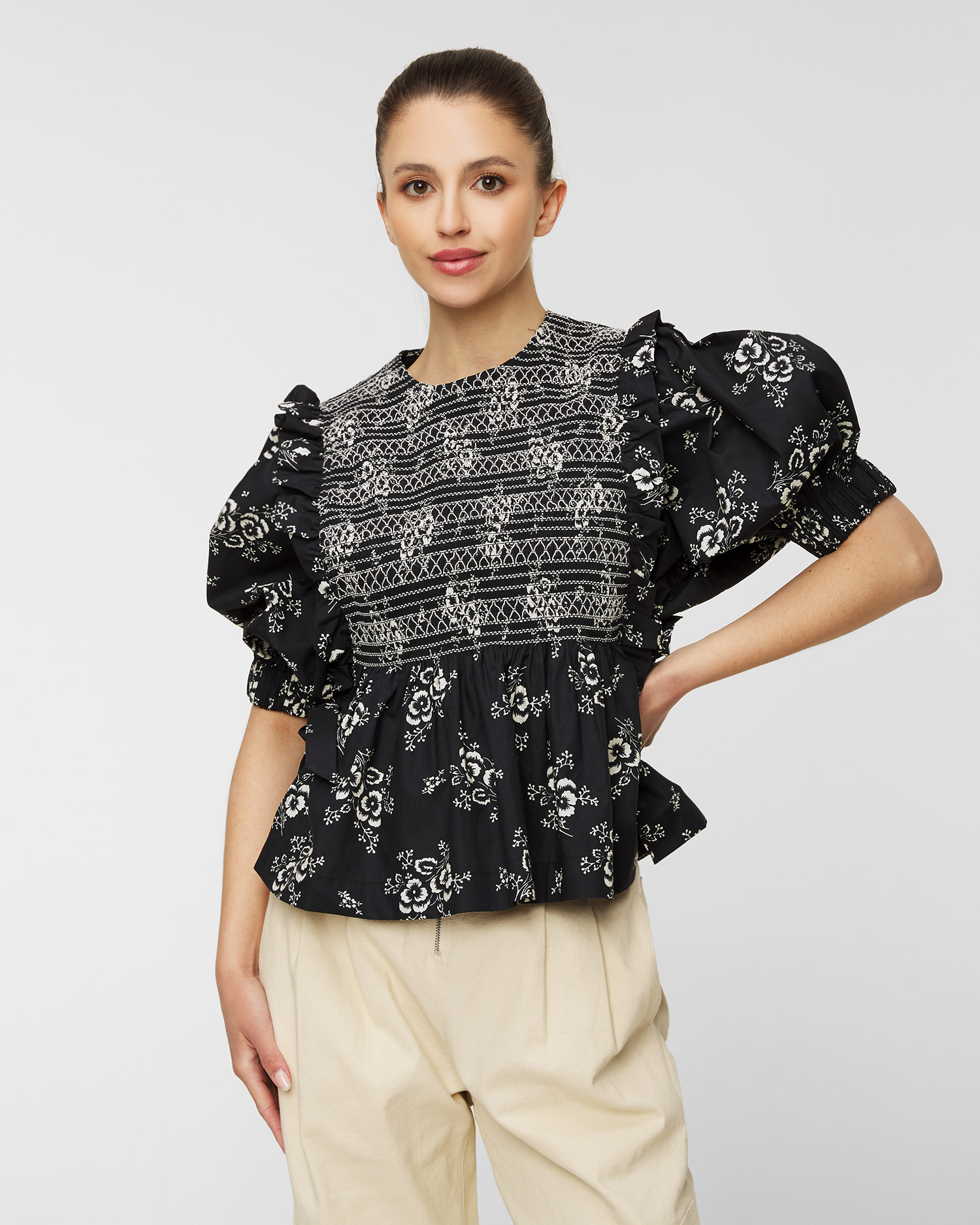 SEA NY ALESSIA SMOCKED Top