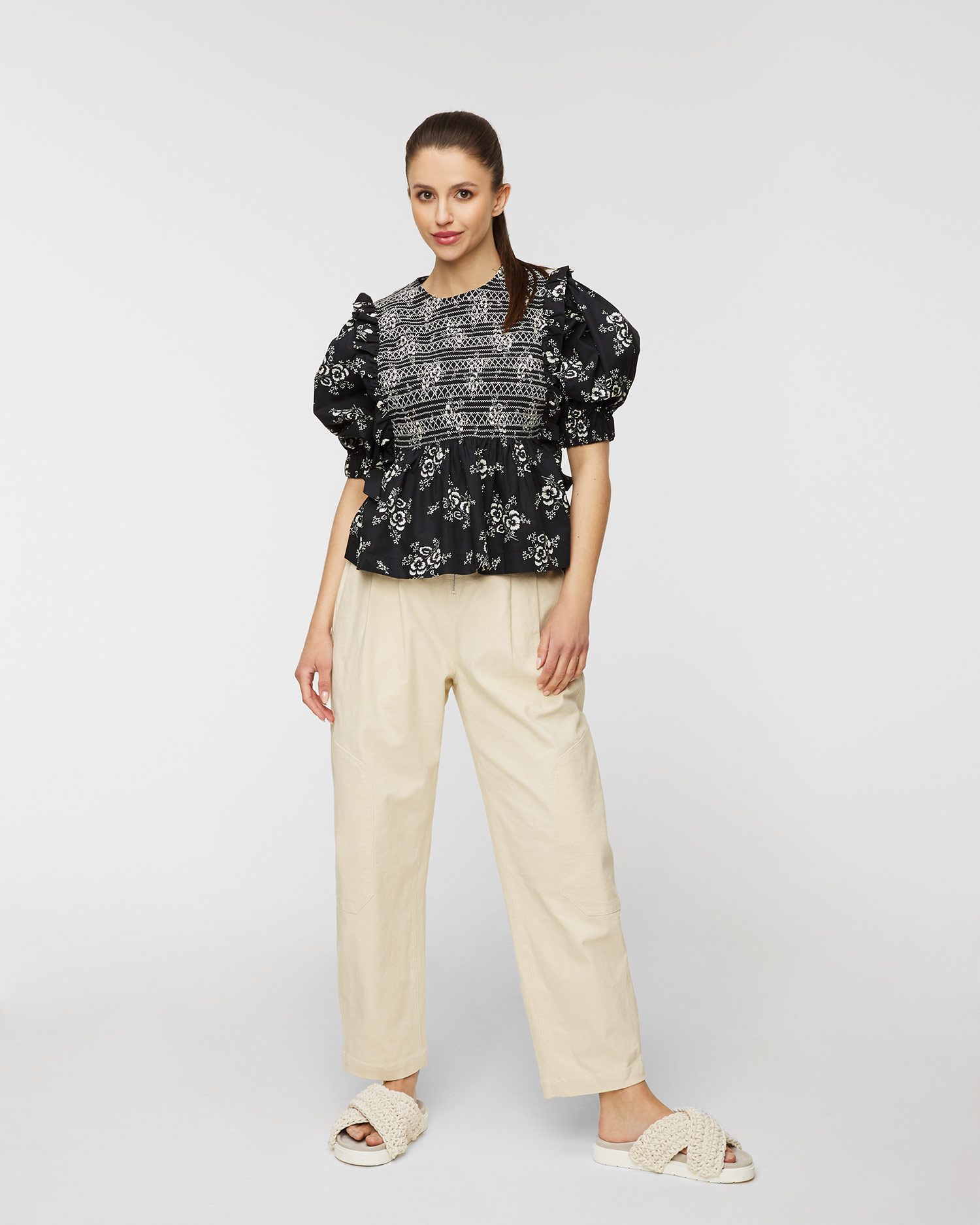 SEA NY ALESSIA SMOCKED Top