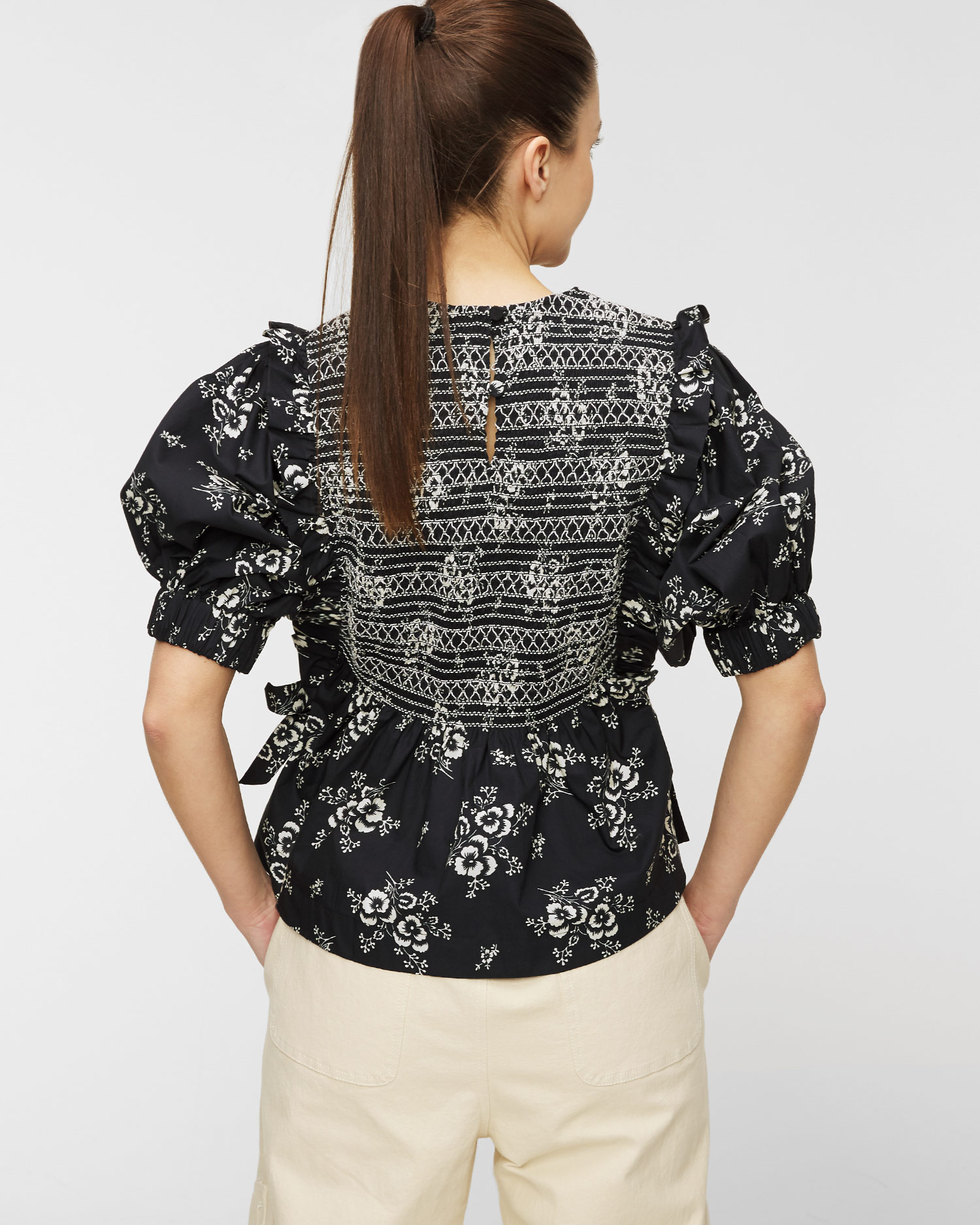 SEA NY ALESSIA SMOCKED Top