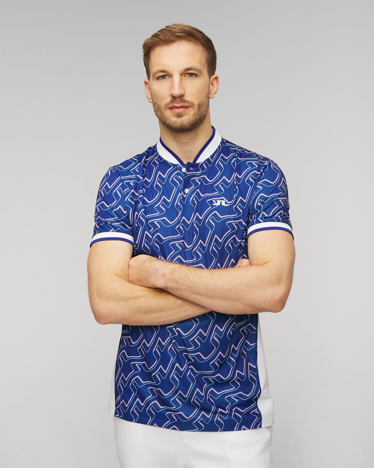 Polo uomo blu J.Lindeberg Jensen Stampa