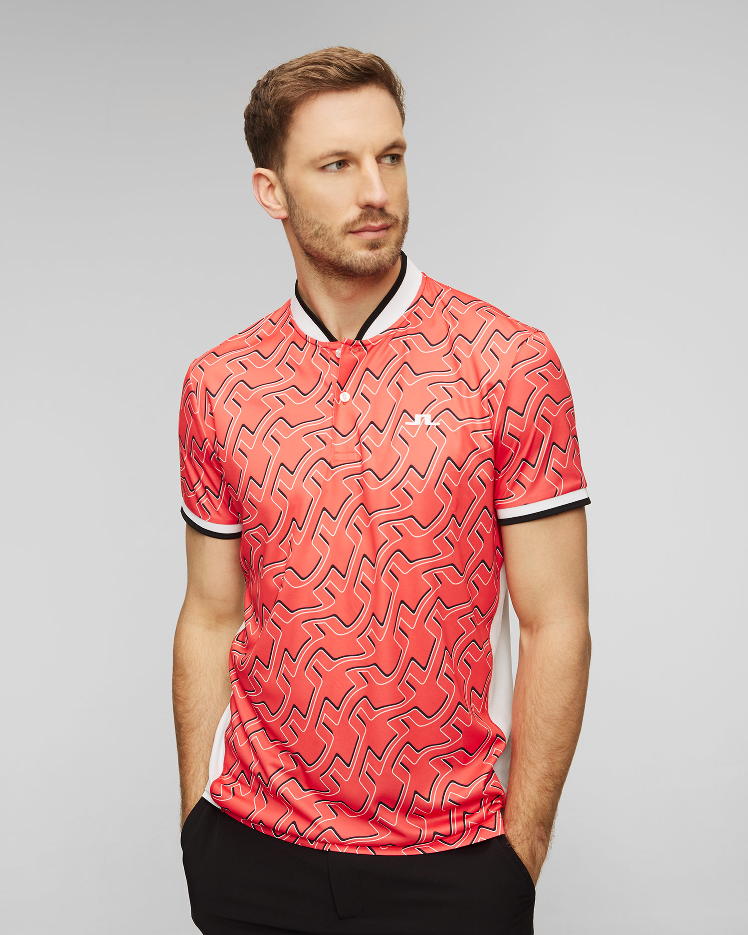 Polo arancione da uomo J.Lindeberg Jensen Print